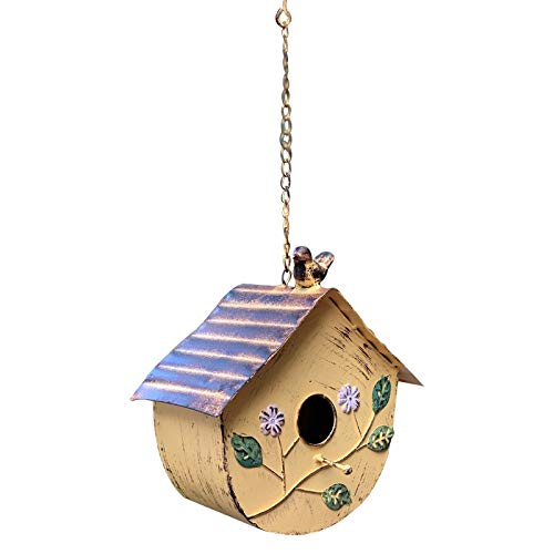 MIAOMSI Wrought Iron Bird House - Outdoor Hanging Bird Nest for Garden, Balcony, Terrace & Courtyard Wall Decor | Perfect for Attracting Wild Birds & Enhancing Outdoor Spaces