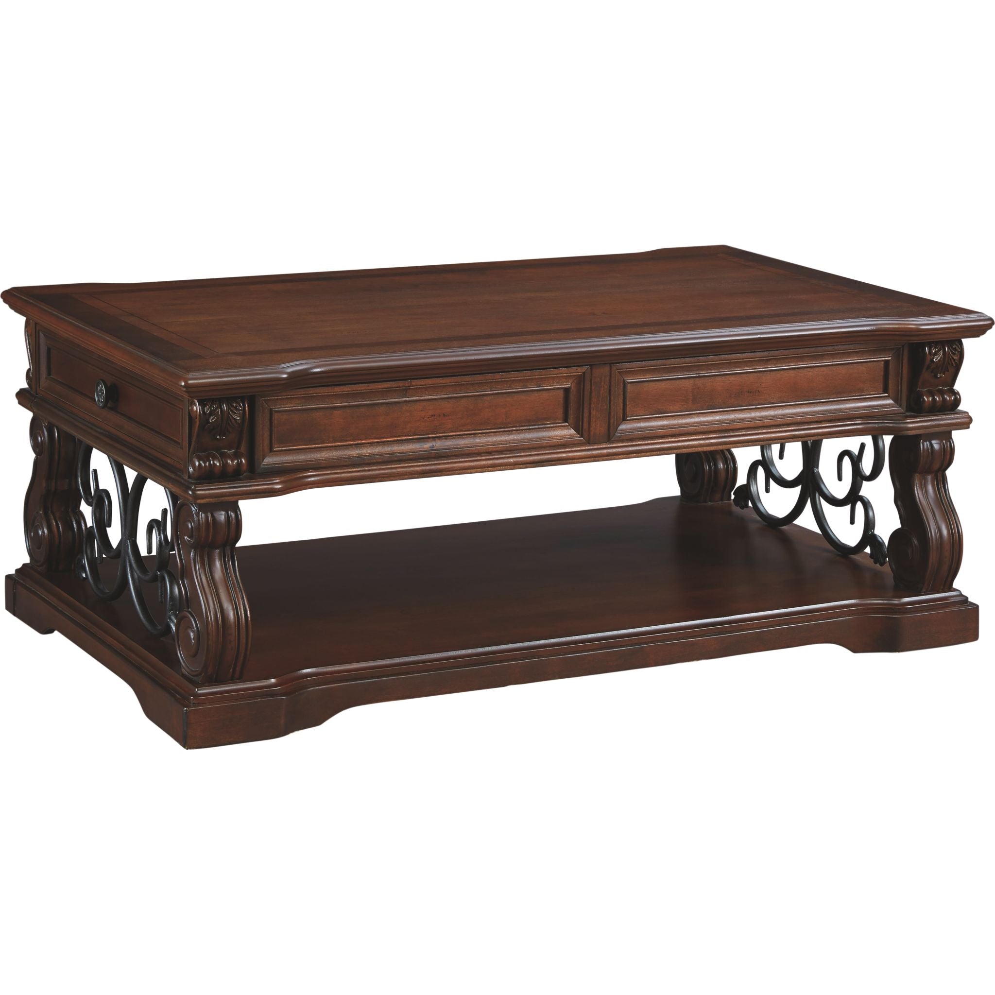 Alymere Rustic Brown Coffee Table - Farmhouse Style Living Room Furniture for Home Decor