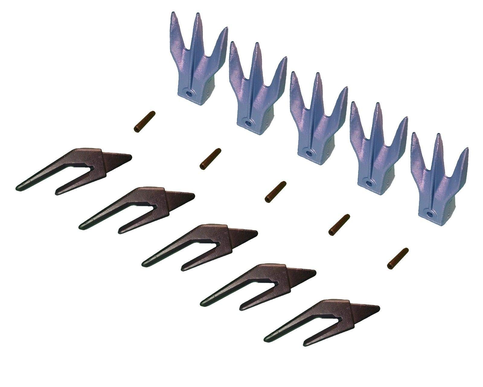 5-Pack Mini Excavator Bucket Teeth Set with Weld-On Shanks & 3/4
