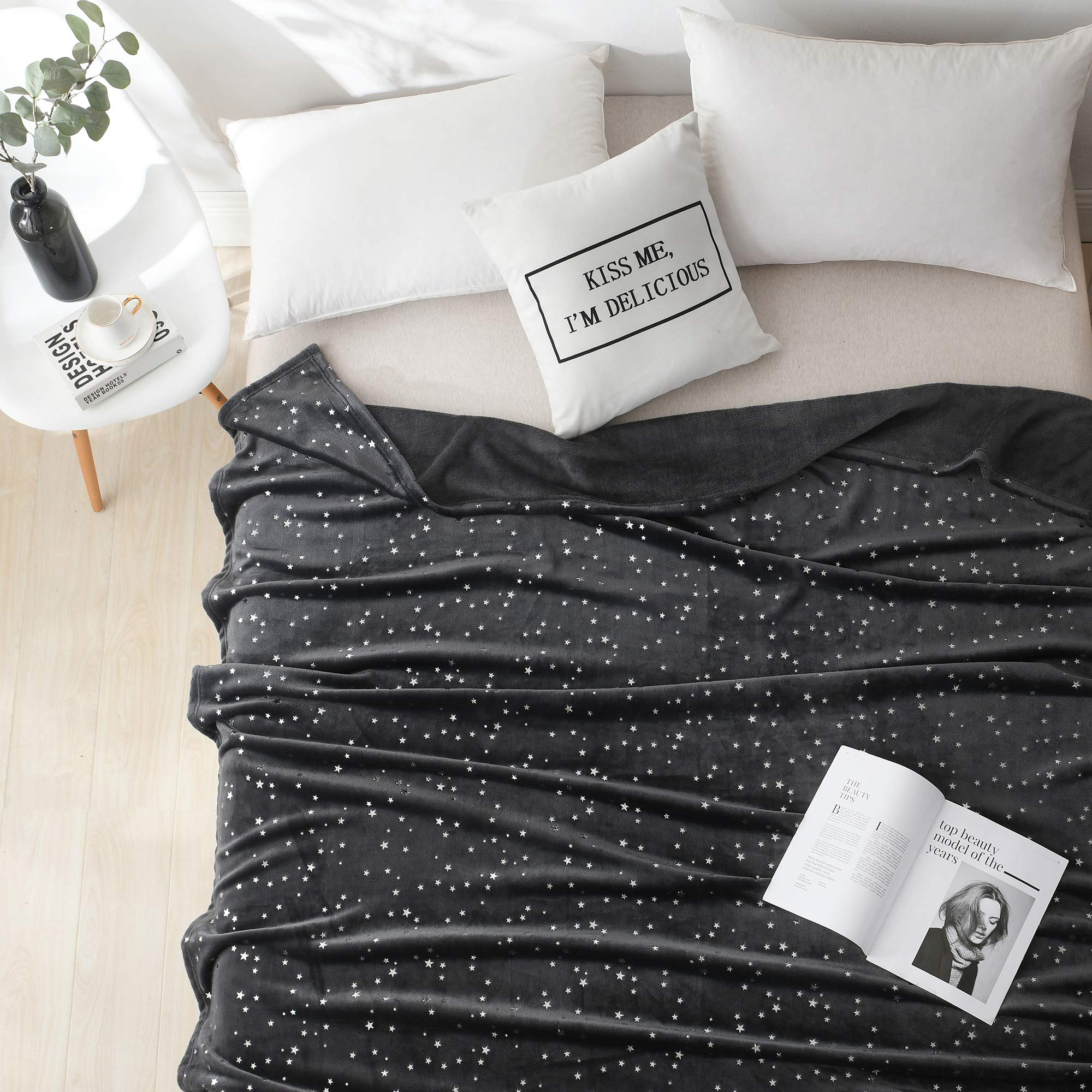Ultra Soft NANPIPER Twin Size Fluffy Throw Blanket - All Season Microfiber Fleece Bed & Sofa Blanket for Women & Girls (65x80 Inches, Grey) - Perfect for Cozy Nights, Movie Time & Home Decor