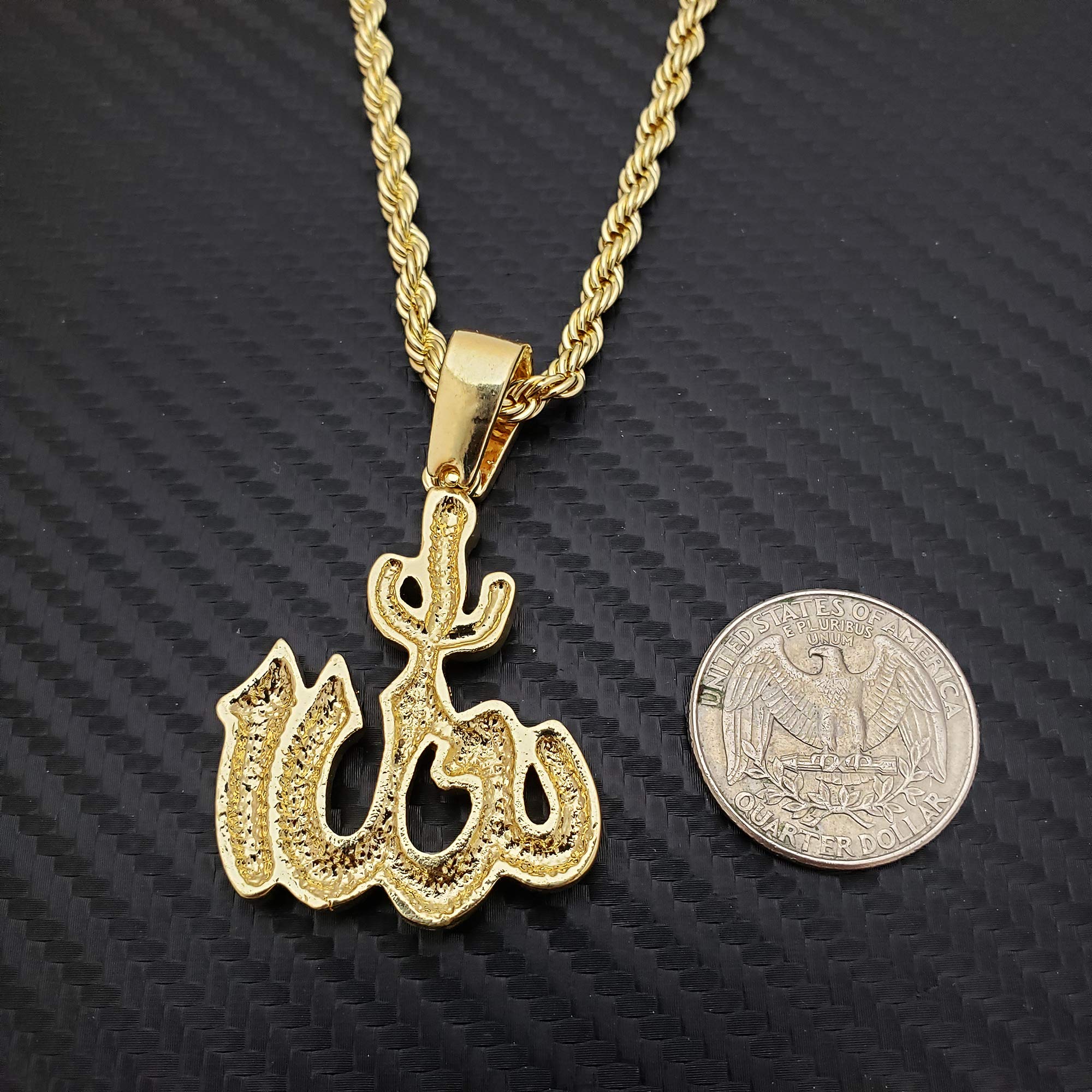 Hip Hop Iced Out Gold Plated Allah Pendant with 4mm 24