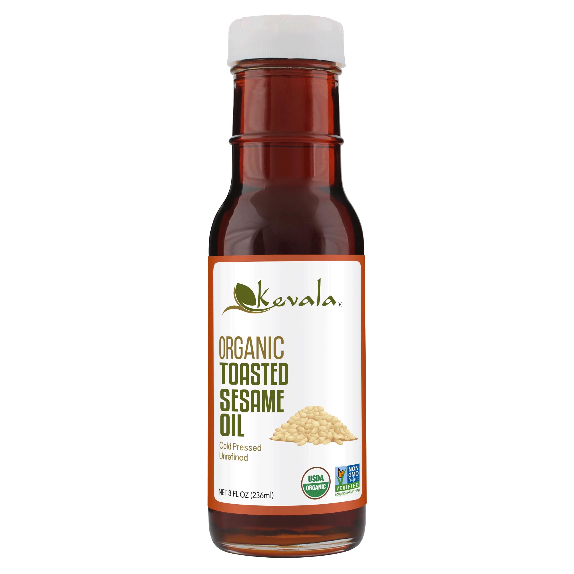 **Kevala Organic Toasted Sesame Oil – 8 oz (236 ml) – Pure, Unrefined, Gluten-Free – Perfect for Asian Cooking, Stir-Fry, Marinades & Salad Dressings**