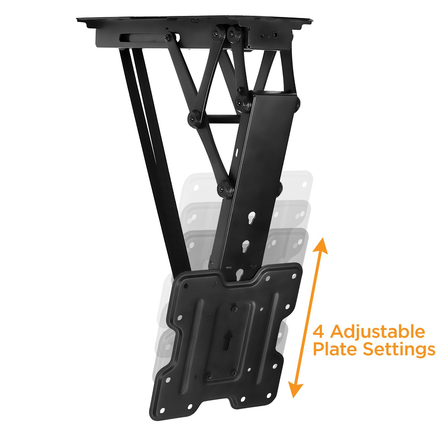 Mount-It Motorized Ceiling TV Mount with Remote - Electric Flip Down Pitched Roof Mount for 32-55 Inch Flat Screen TVs & Monitors - Black - Perfect for Basement, Garage & Sloped Ceiling Home Theaters