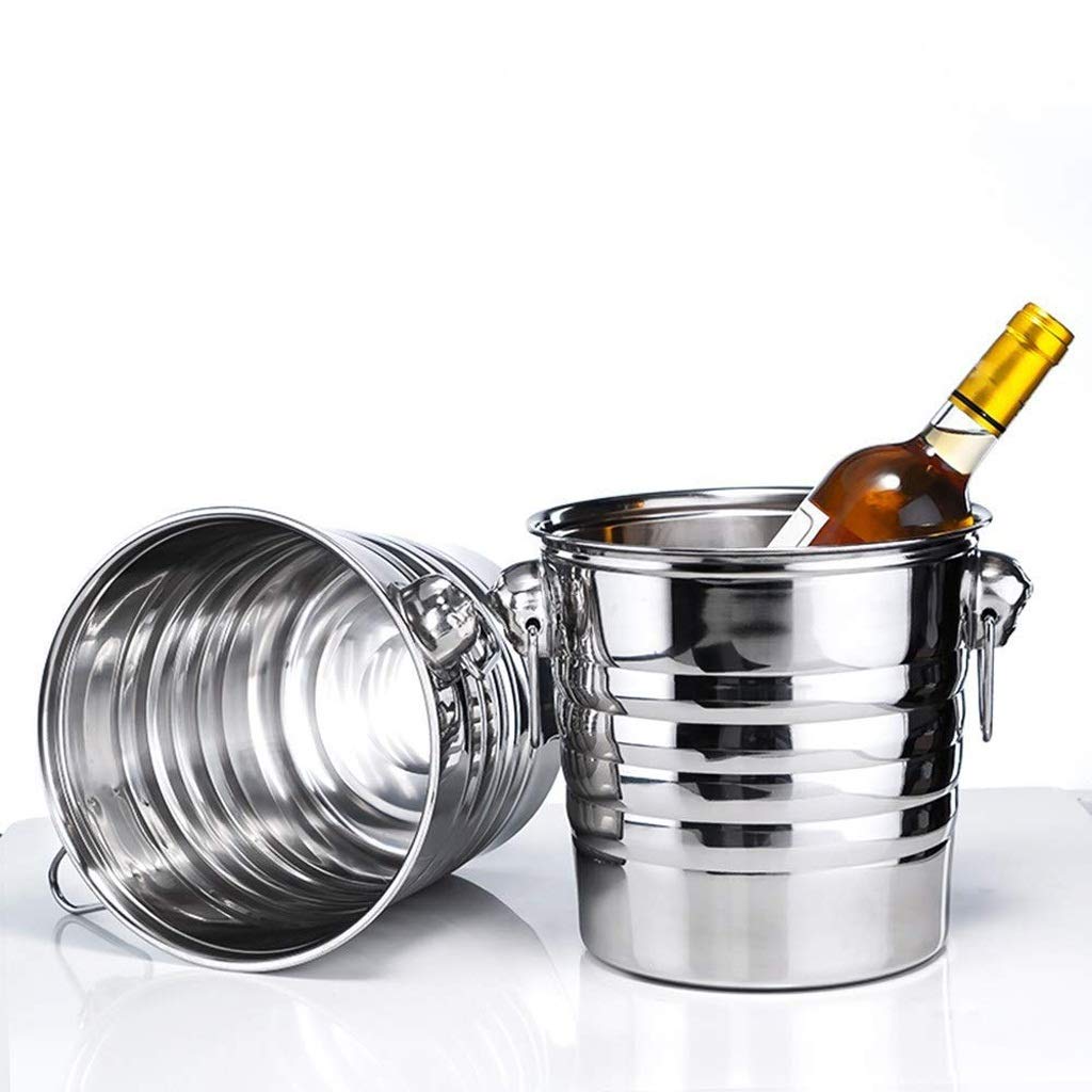 Premium Stainless Steel Ice Bucket - Double Wall Insulated Round Beverage Tub with Handles - Hammered Metal Drink Cooler for Chilling Wine, Beer & Cocktails - Perfect for Parties, Weddings & Outdoor Events