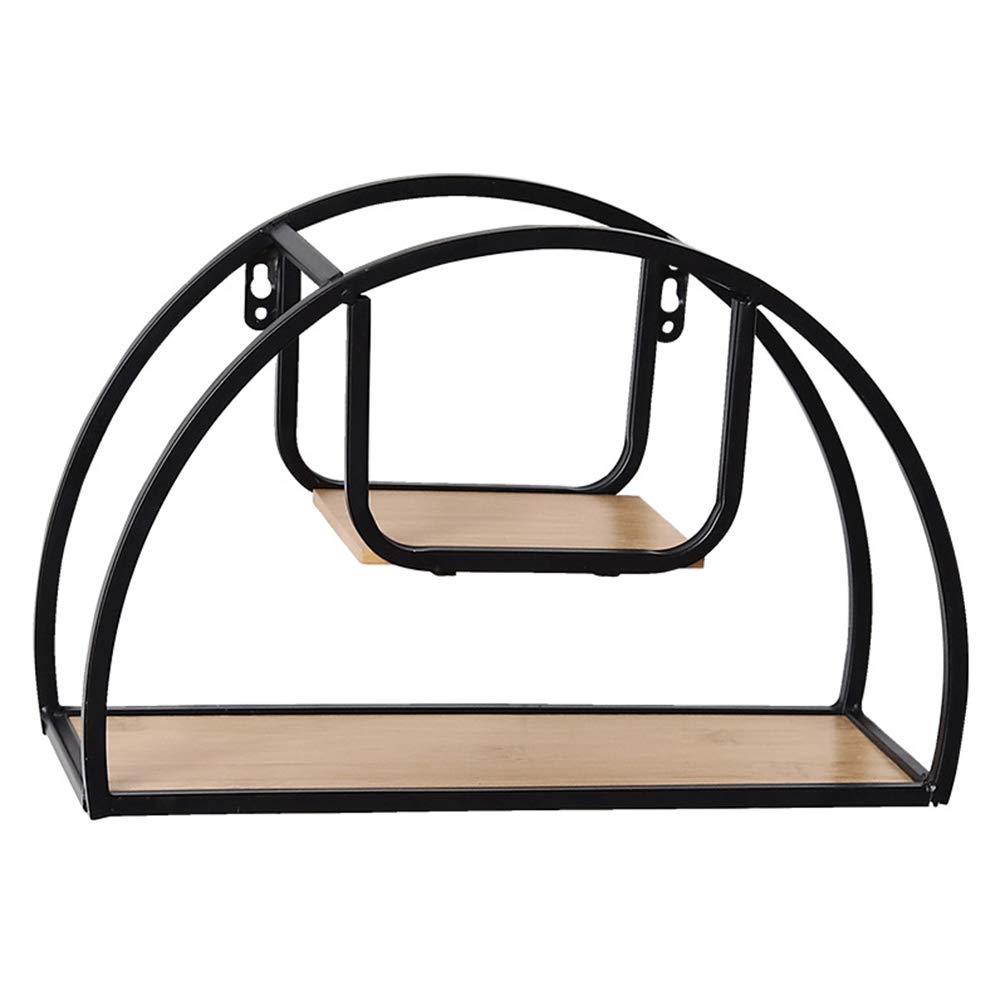 Rustic Round Wall Mounted Iron Shelf - Floating Shelf for Wall Storage, Pantry, Living Room, Bedroom, Kitchen & Entryway | Perfect for Organizing Spices, Books, Decor & More