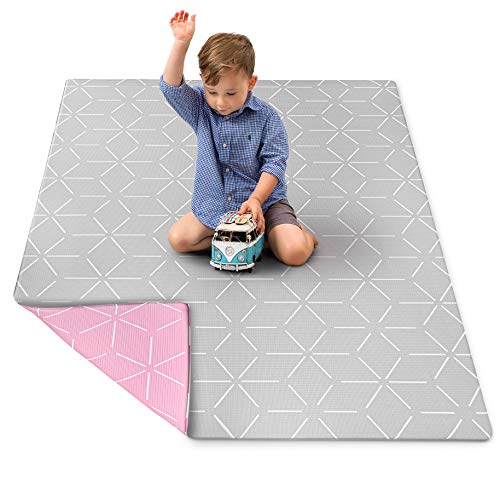 Berry Lane Baby Play Mat - Ultra Soft Foam Padded Floor Mat for Infants, Toddlers & Kids | Non-Toxic, Safe & Cushioned Nursery Playmat (Pink Blush/Gray Storm, Small) - Perfect for Crawling, Playtime & Learning Activities in Nursery, Daycare or Home