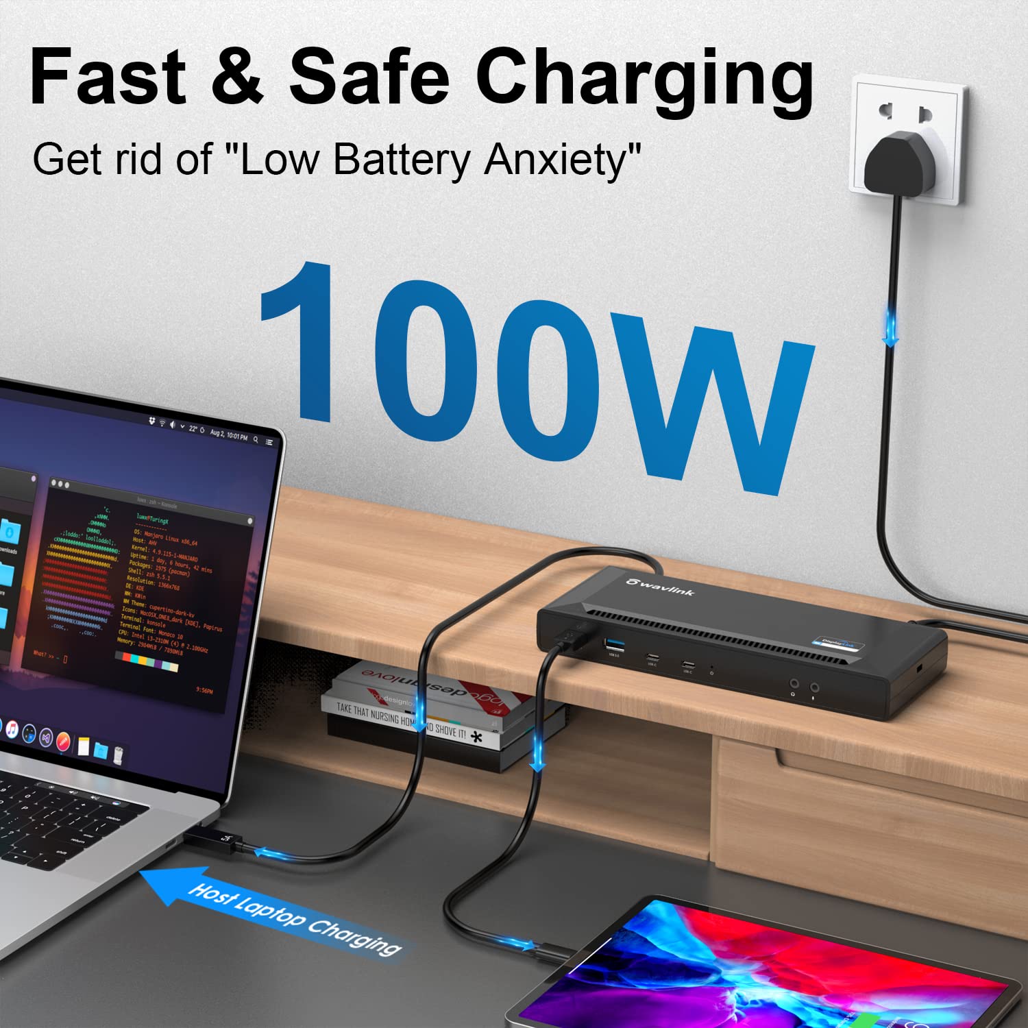 WAVLINK 4K Universal USB C Docking Station Dual Monitor - DisplayLink USB C Hub with 100W PD Charging for MacBook M1/M2, Thunderbolt 4/3, Windows & Mac - 2x HDMI, 2x DisplayPort, Ethernet, Audio - Perfect for Home Office & Remote Work Setup