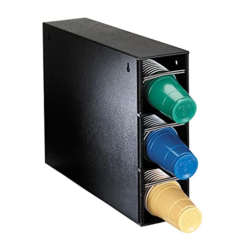 Dispense-Rite PL-CT-3BT 3-Section Vertical Cup Dispenser Cabinet - Holds 6oz to 44oz Polystyrene Cups - Black PS Plastic - 16.25
