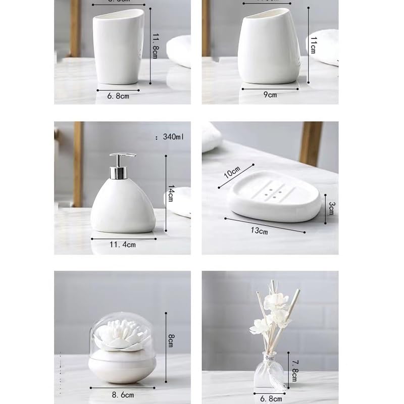 6-Piece Ceramic Bathroom Toiletries Set - Soap Dish, Toothbrush Holder & More for Modern Home Bathroom Organization | Perfect for Guest Bathrooms, Master Suites & Spa-Style Decor