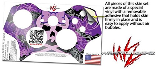 XBOX 360 Wireless Controller Skin - Purple Girly Skull Decal for Gaming Protection