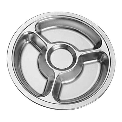 Stainless Steel Divided Food Tray - 3 Compartment Dinner Plate for Camping, Picnic, School & Office | Durable Snack Serving Dish for Outdoor Activities, Cafeteria & Home Use