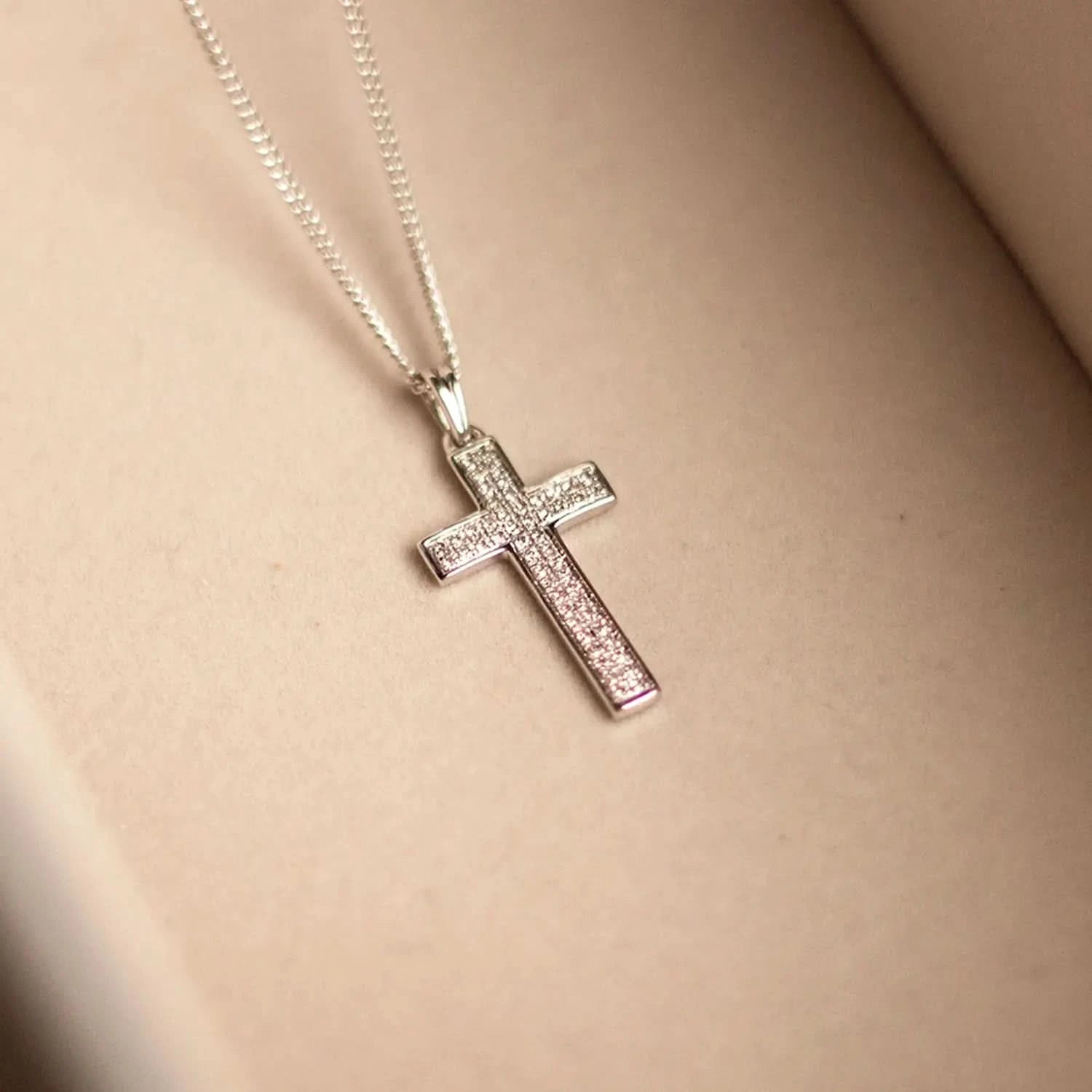 Exquisite Diamond Cross Pendant in 14K Solid White Gold - Perfect for Gifts, Weddings & Everyday Elegance