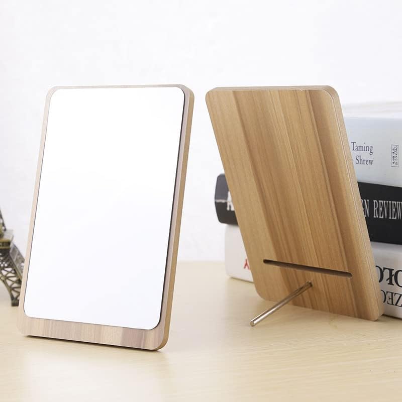 GOPAD Portable Wooden Cosmetic Mirror with Compact Stand - Foldable Swivel Rotating Vanity Makeup Mirror for Women & Girls - Perfect for Travel, Home, and Office Use (1pc, Medium Size)