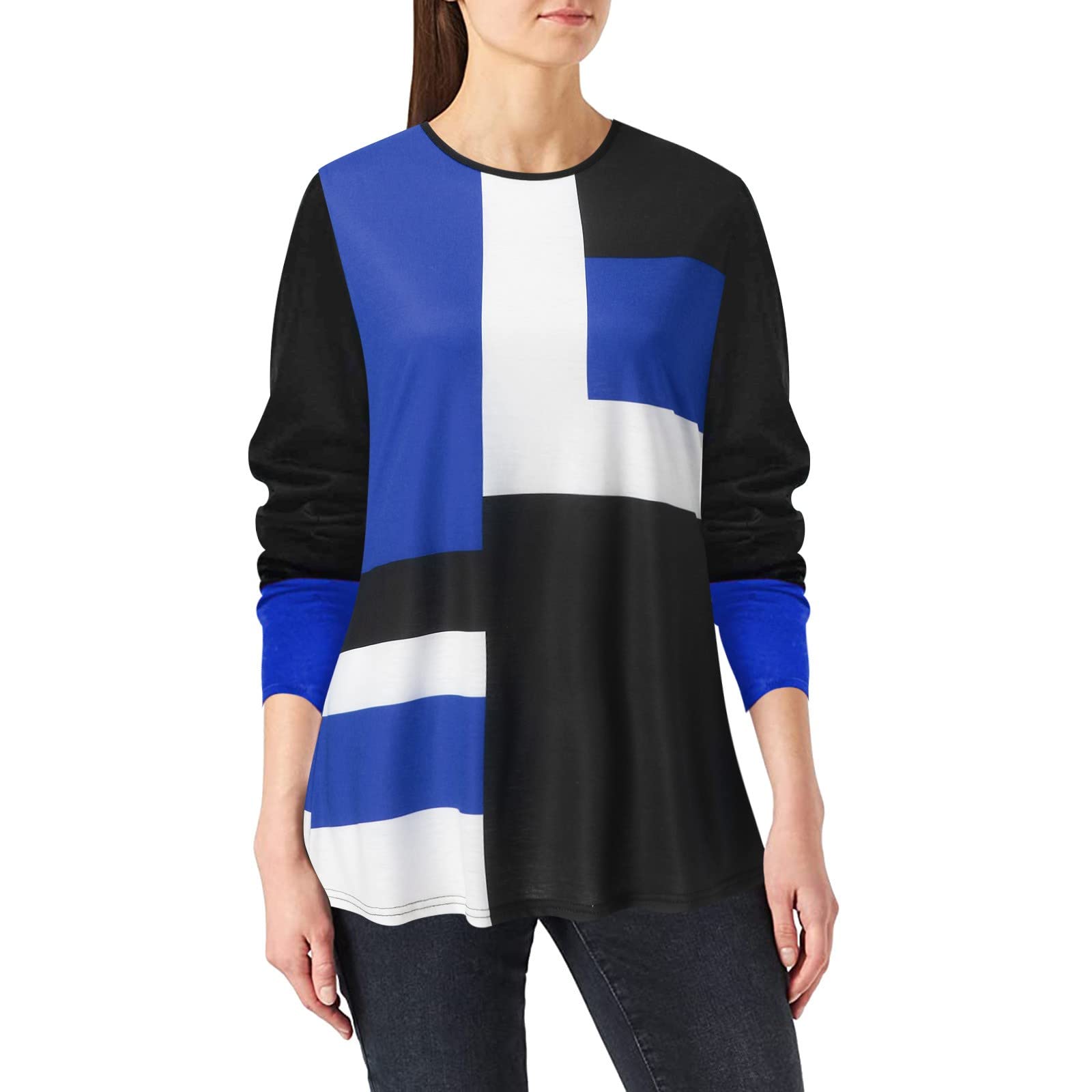 Women's Casual Loose Fit Long Sleeve Round Neck Pullover Shirt - Soft Comfortable Blouse for Everyday Wear, Work, and Weekend Outings