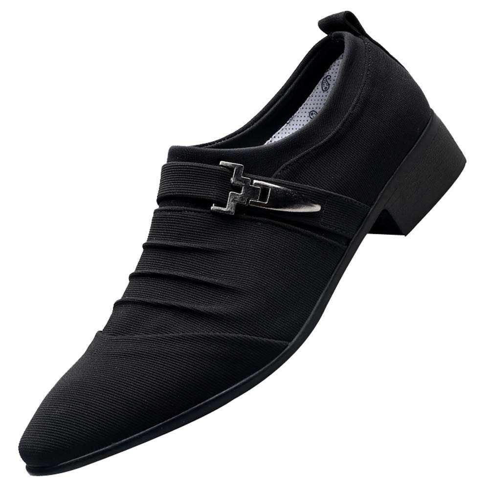 Men's Pointed Toe Casual Dress Shoes - Breathable Canvas Business Shoes for Office & Formal Wear - Comfortable Fashionable Mens Loafers for Work, Wedding & Special Occasions