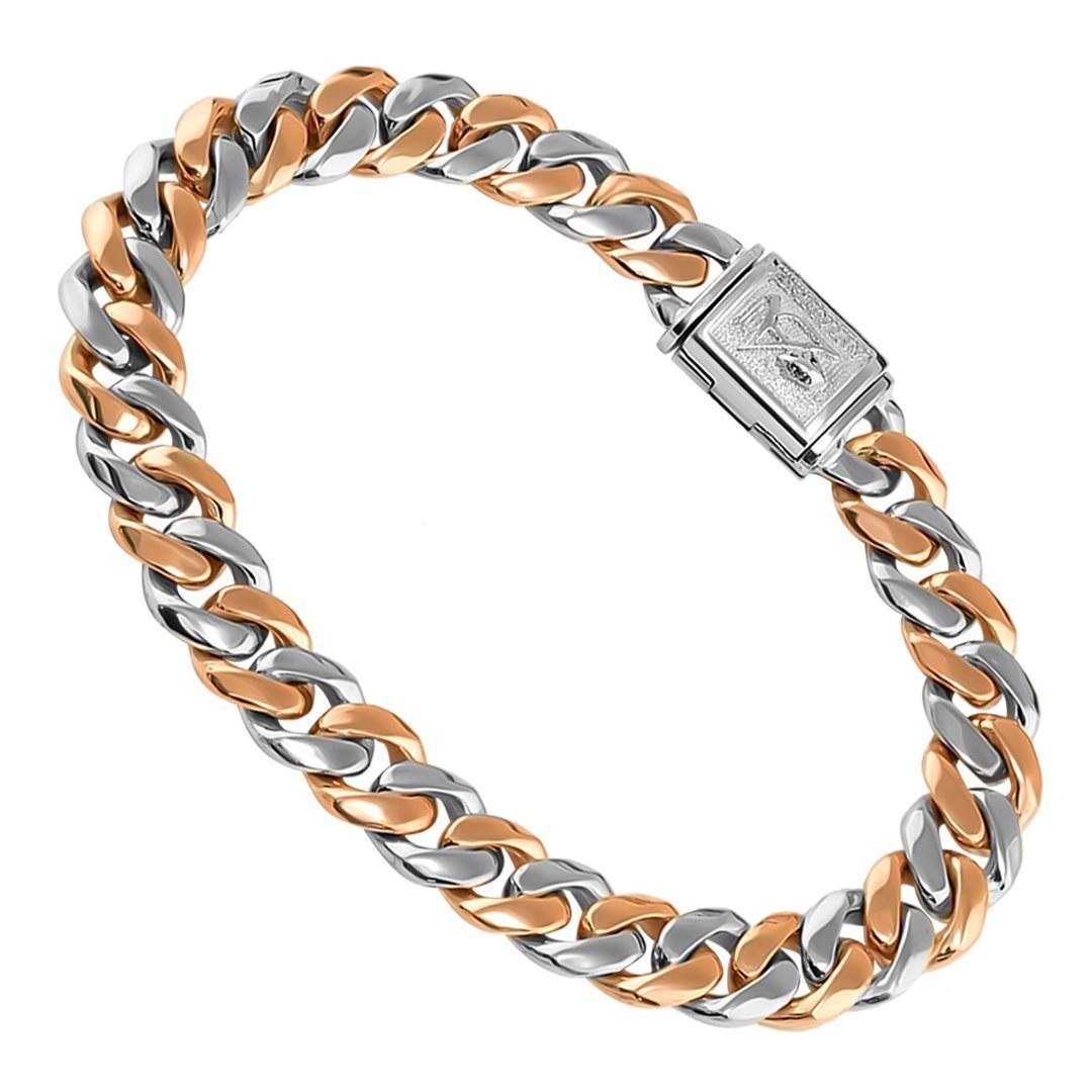 14K Two Tone Gold Cuban Link Bracelet 9.5mm - Elegant Men's & Women's Jewelry for Everyday Wear & Special Occasions