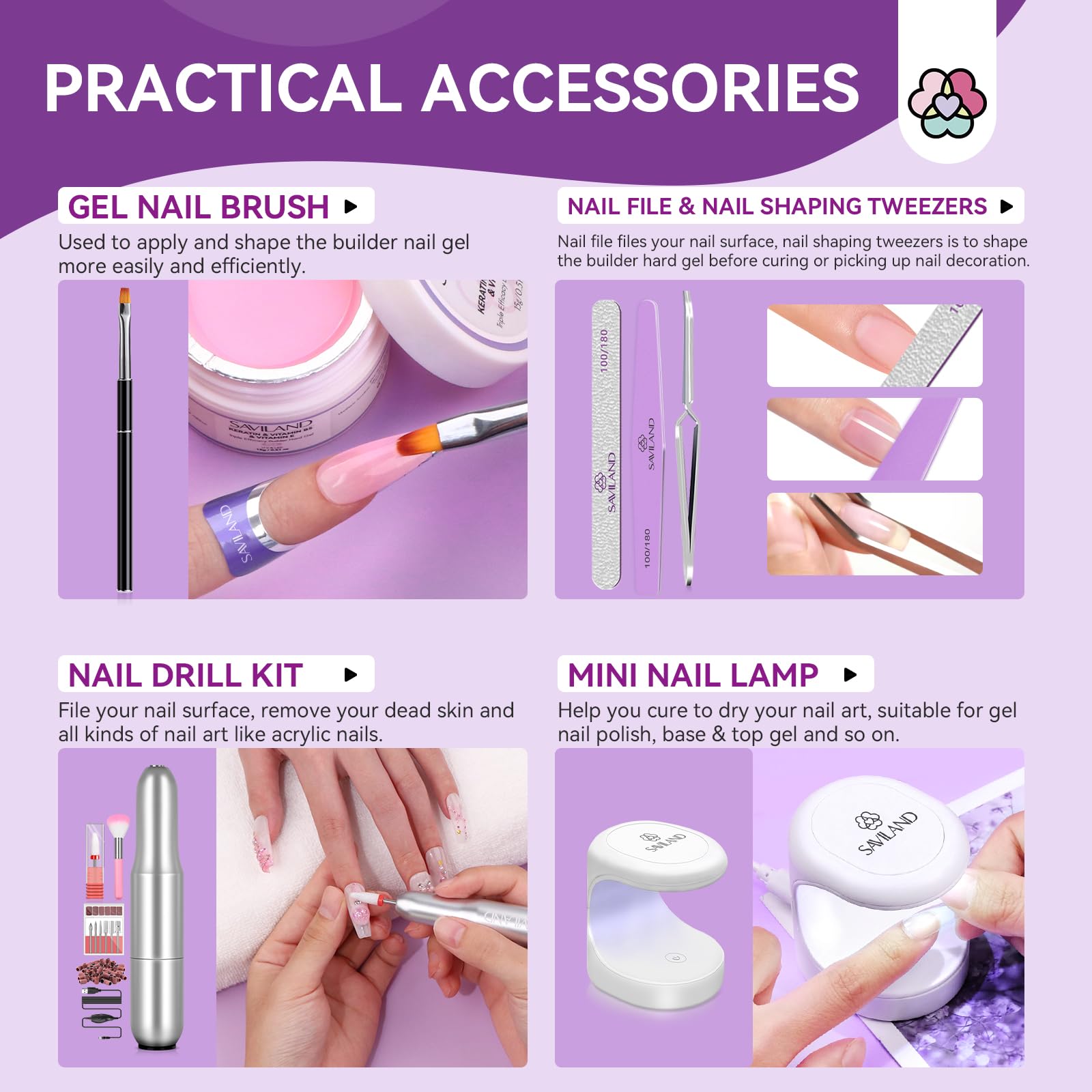SAVILAND 3Pcs Hard Gel Nail Set - VE, VB5 & Kerain for Home Salon DIY