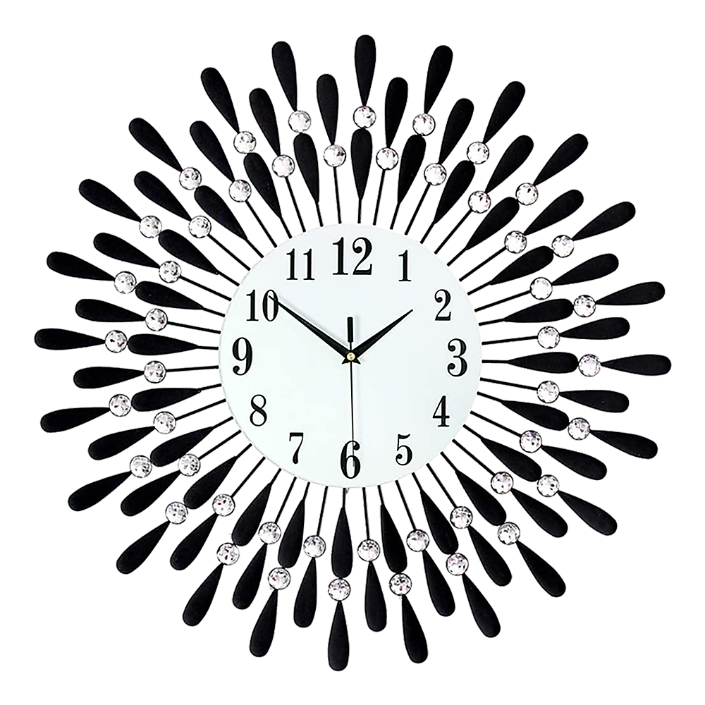 Large Modern 3D Crystal Wall Clock - Luxury Metal Round Home Decor for Living Room, Bedroom & Office | Elegant Timepiece for Home & Office Spaces