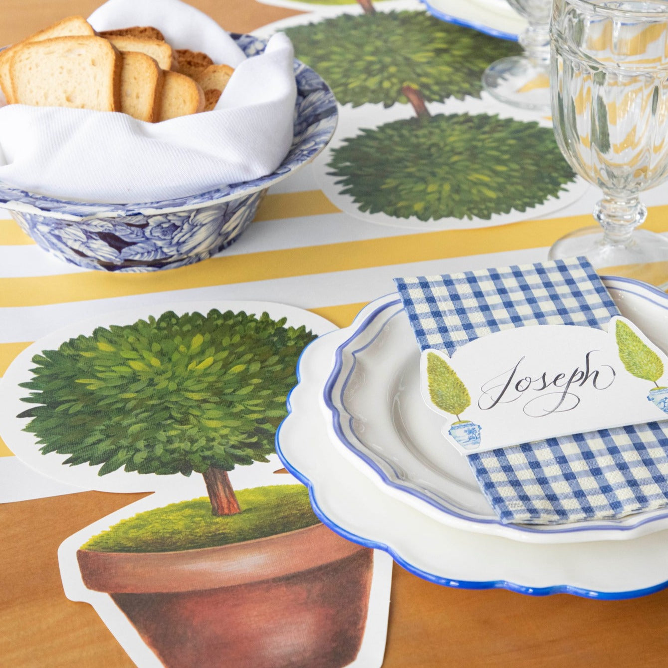 Elegant Die-Cut Topiary Pair Placemats - Set of 2 Decorative Table Mats for Dining Room, Kitchen, or Party Decor