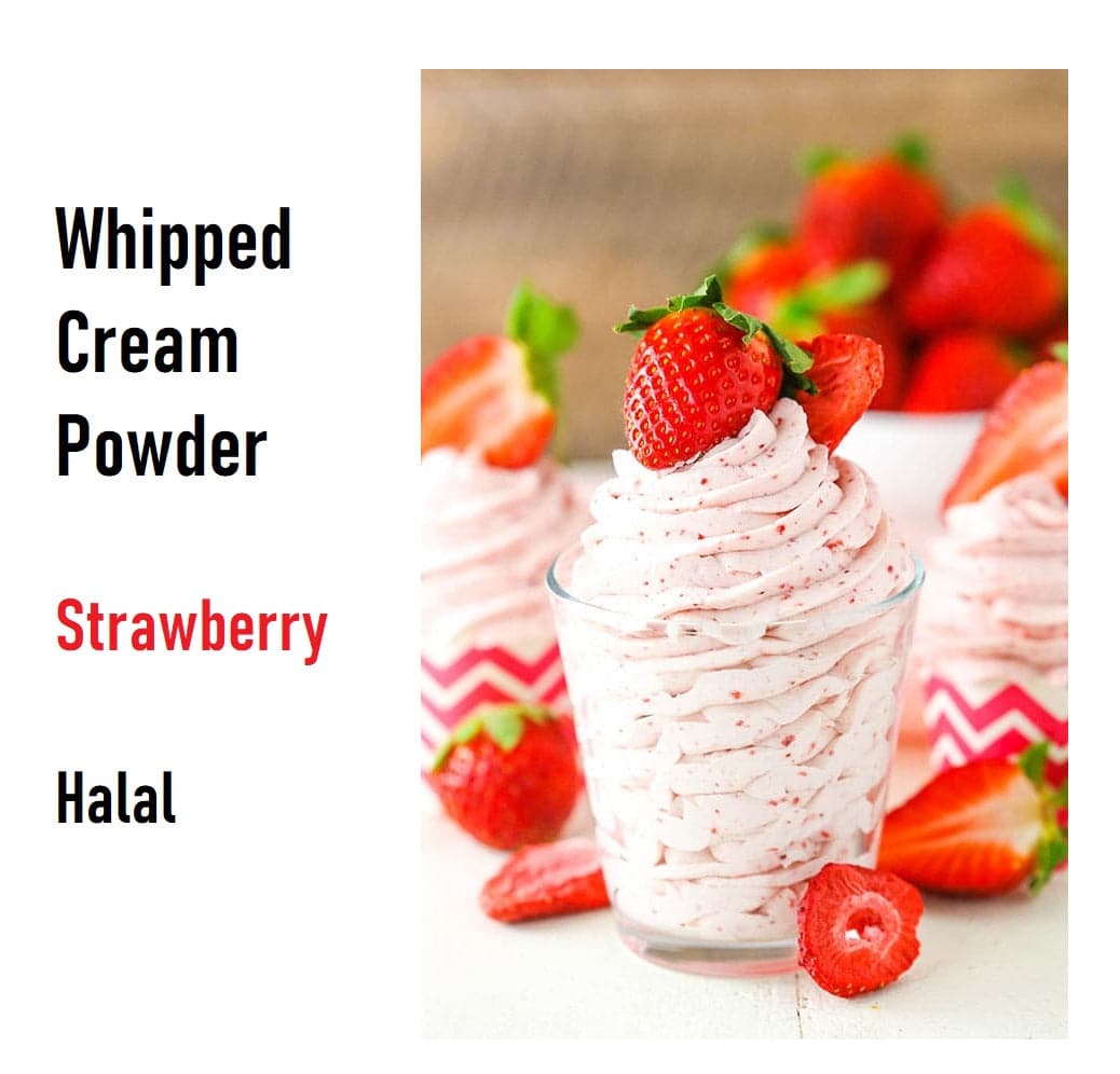 Whipped Cream Powder - Strawberry Flavor 150g | Instant Dessert Topping for Cakes, Coffee & Milkshakes | Vegan & Gluten-Free