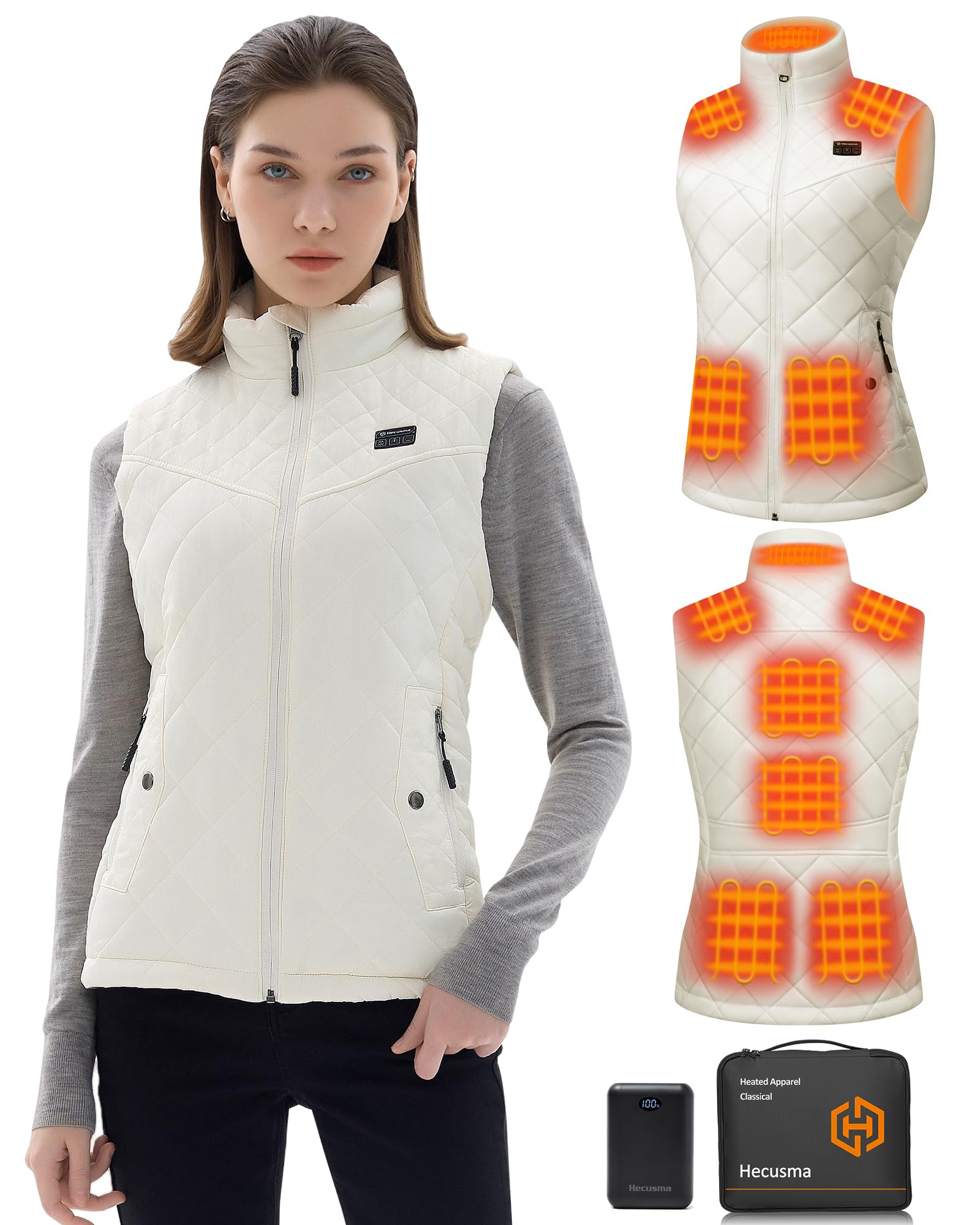 Quilted Heated Vest for Women with 16000mAh Battery Pack - 7.4V Smart Warming Winter Jacket - Perfect for Outdoor Activities, Hiking, Camping & Cold Weather