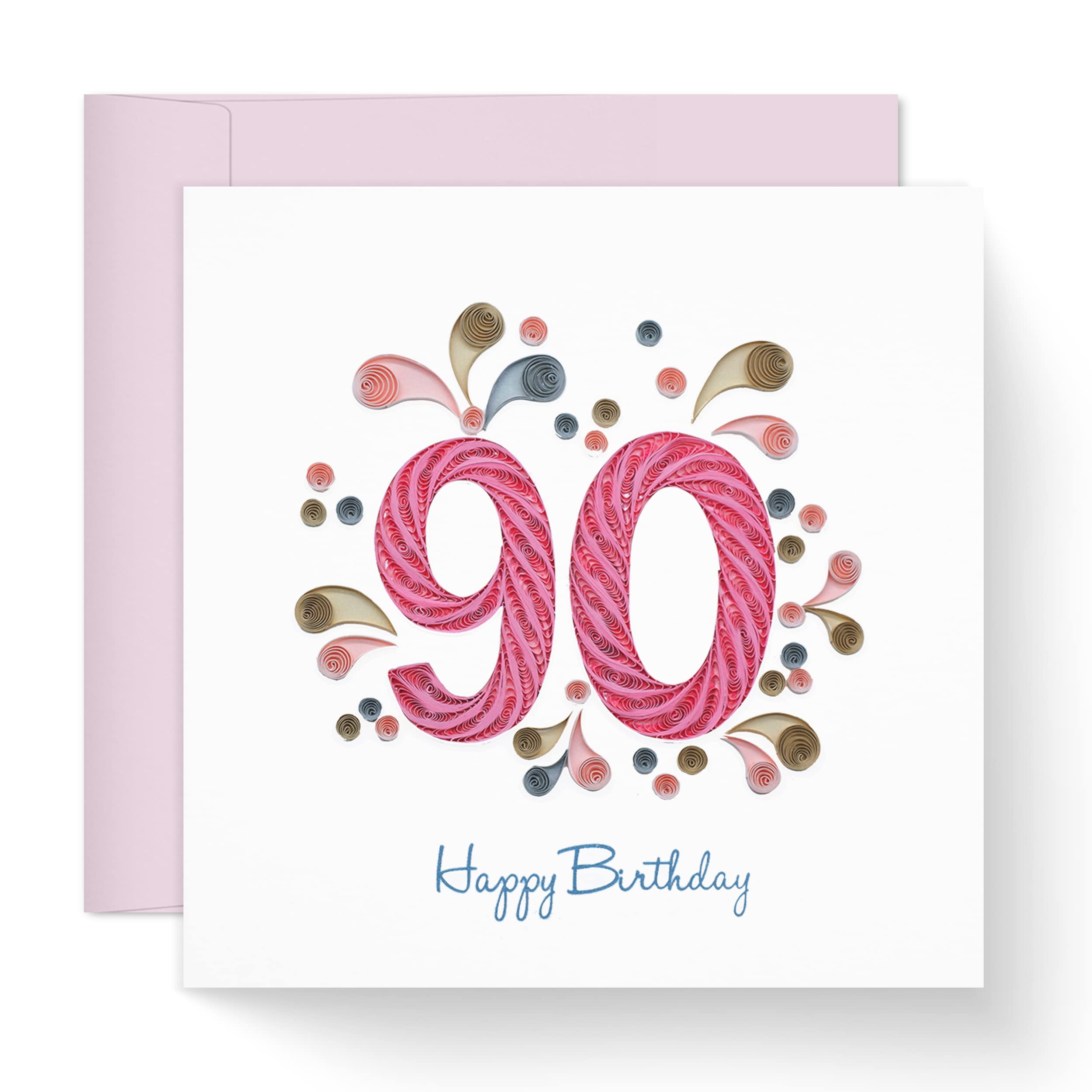 90th Birthday Quilling Card - Elegant Handmade 90 Design with Heartfelt Message Inside | Perfect for Milestone Celebrations & Gift Giving