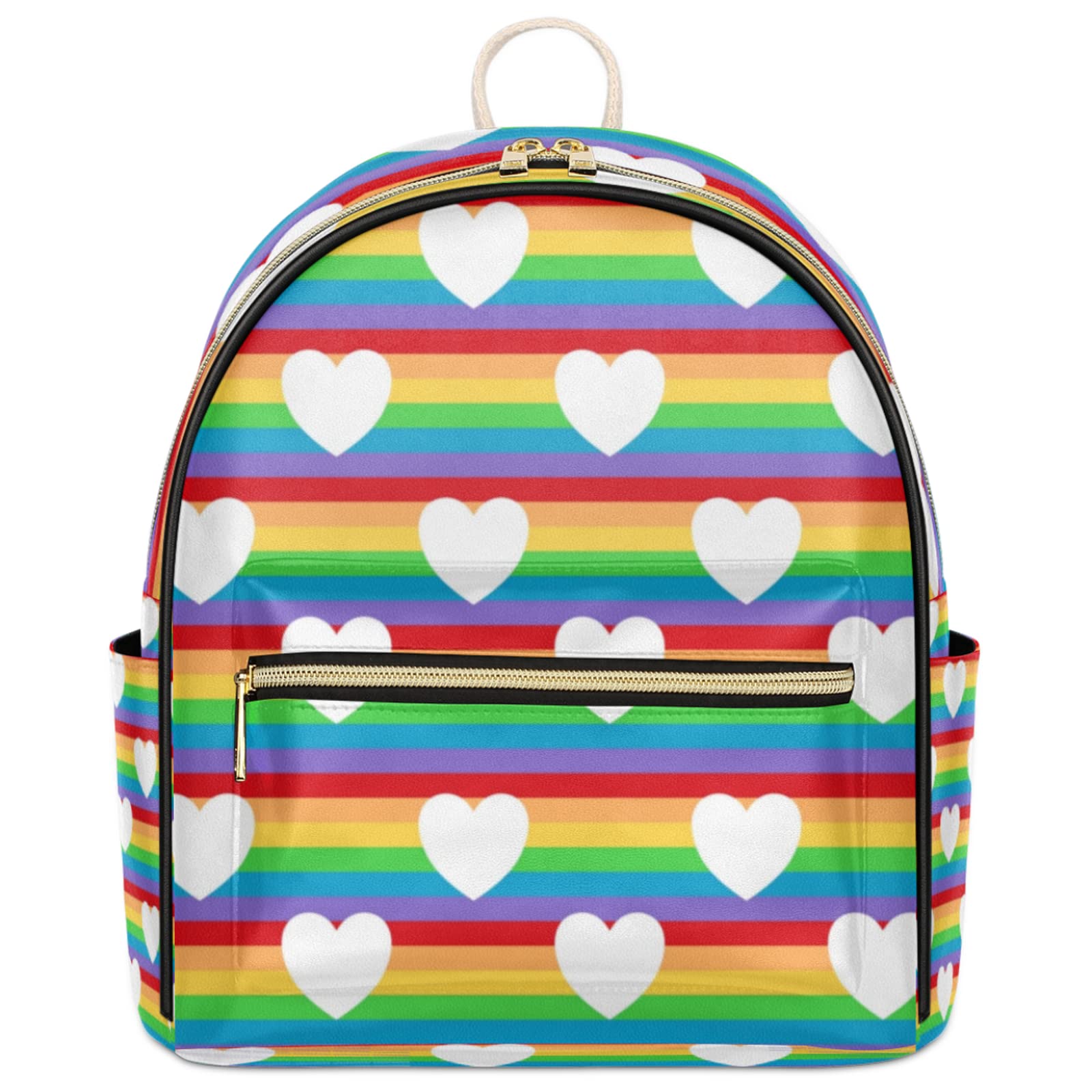 Rainbow Pride Backpack for Women - Waterproof PU Leather Mini Backpack Purse, Lightweight Casual Shoulder Bag for Travel, Hiking & Daily Use - Perfect for LGBTQ+ Pride Events, Festivals & School (Teen Girls & Adults)