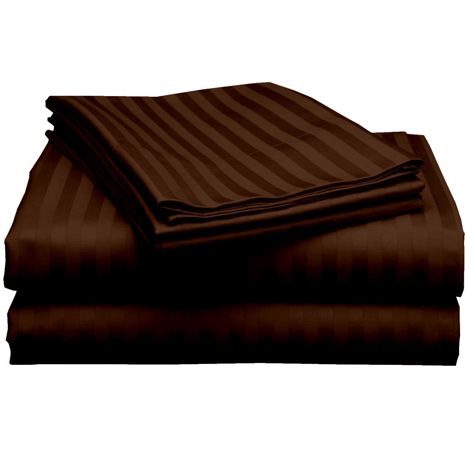 Split King Sheets Set for Adjustable Beds - 100% Cotton 400-Thread-Count Chocolate Stripe Bedding with 15