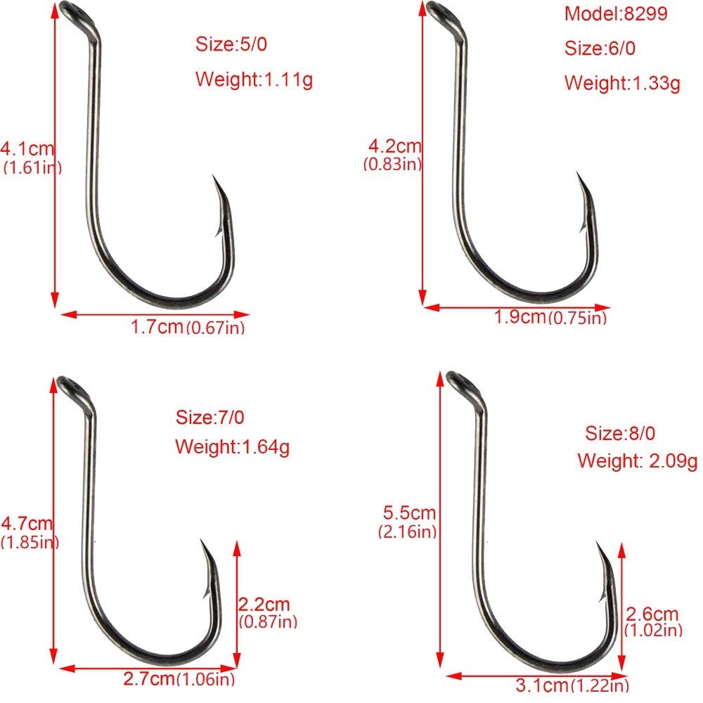 50pcs Octopus Fishing Hooks - High Carbon Steel Circle Hooks for Bass & Trout - Saltwater & Freshwater Fishing Tackle in Assorted Sizes (8299) - Perfect for Deep Sea, Lake, and River Fishing