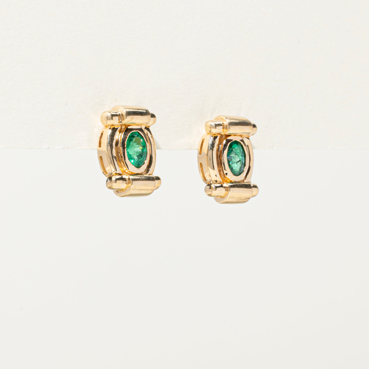 0.98ctw Bezel Set Emerald Stud Earrings - Genuine Green Gemstone Jewelry for Women, Perfect for Weddings, Parties & Special Occasions