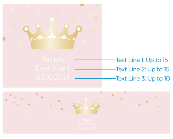Custom Water Bottle Labels for Princess Party - Personalized Name Stickers for Kids Birthday, Baby Shower & Bridal Events - Perfect for Party Favors, School Events & DIY Crafts