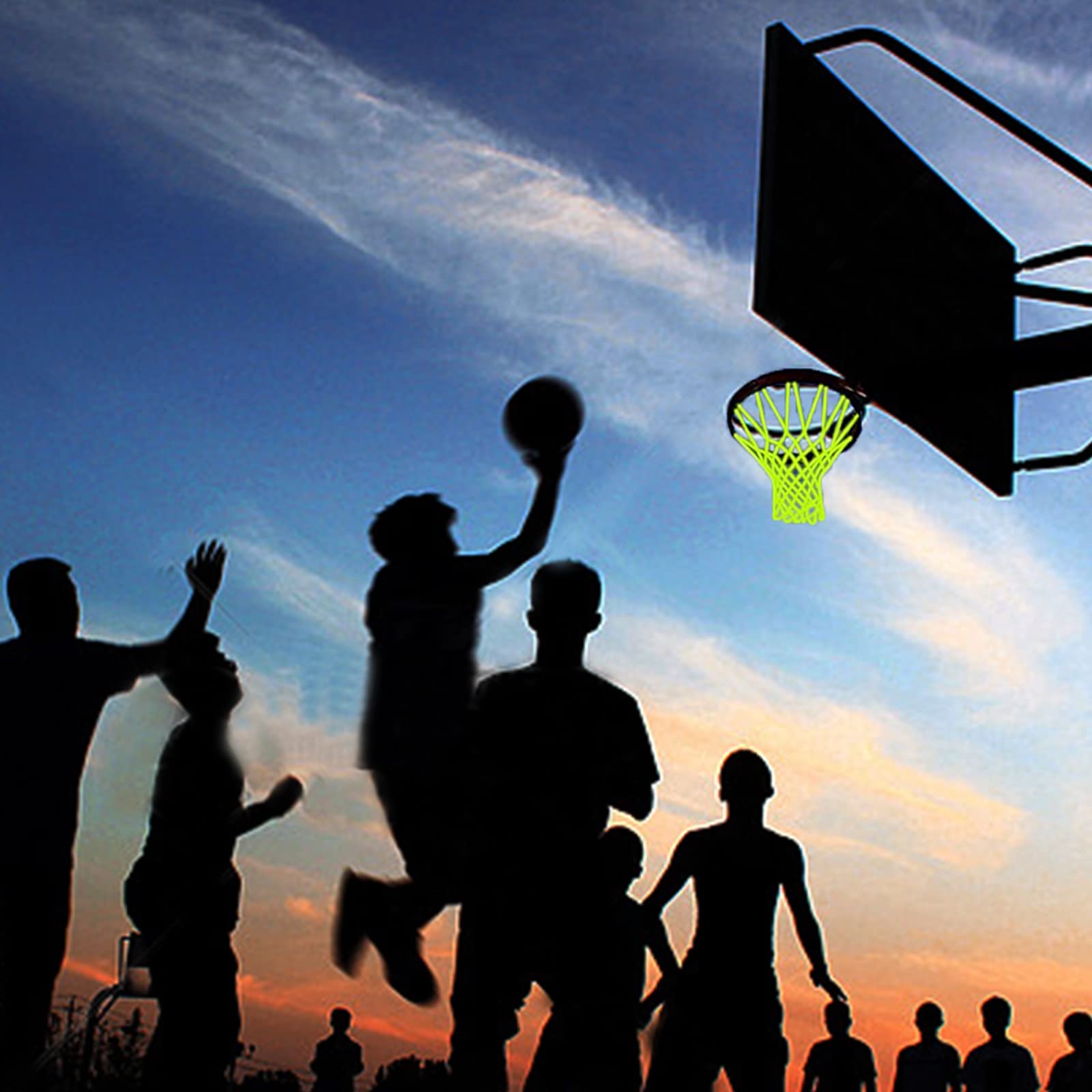 Glow in The Dark Basketball Net Replacement - Heavy Duty 12-Loop Outdoor Basketball Hoop Net, All Weather Anti-Whip for Pool, School & Sports | Night Light Basketball Accessories for Kids & Adults