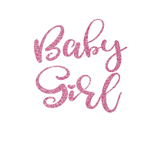Baby Girl Iron On Decal - Flamingo Pink Glitter DIY Clothing Transfer for Newborns & Kids | Custom T-Shirt Decals for Birthday, Baby Shower & Family Matching Outfits