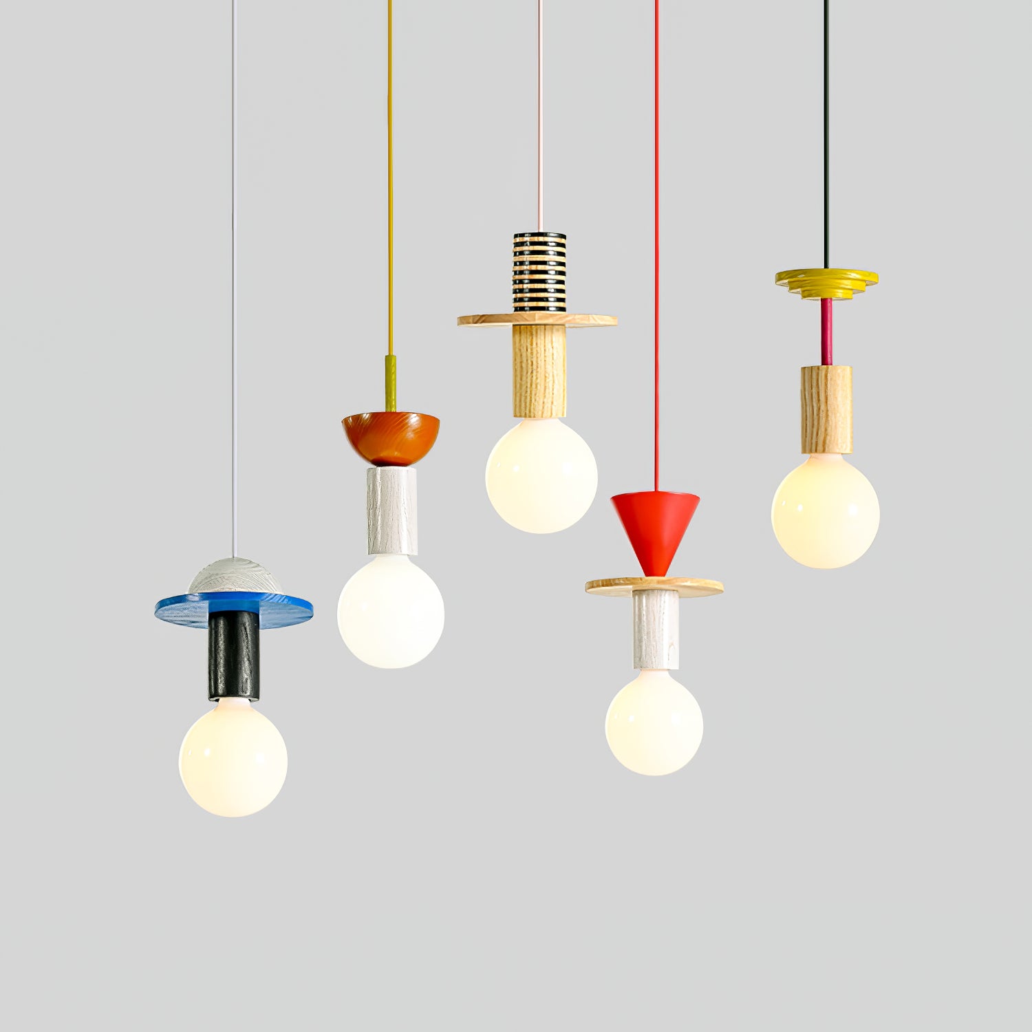 Modern Geometric Building Blocks Pendant Lamp - Handmade Wooden Hanging Light Fixture for Dining Room, Kitchen Island, Living Room & Bedroom Decor