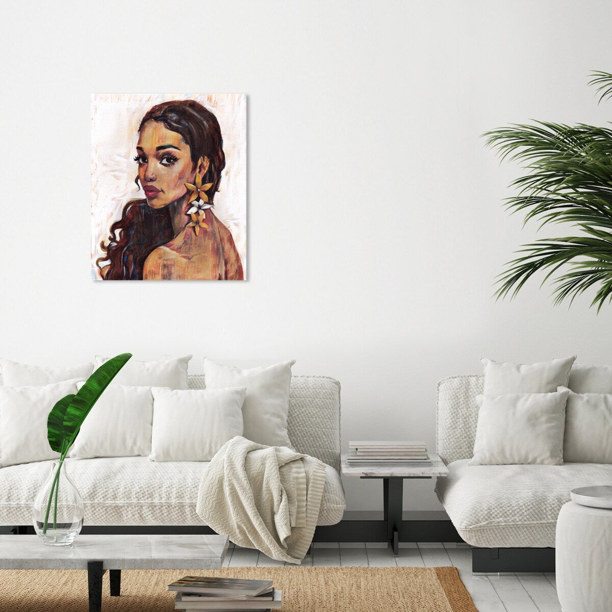 Elegant White Floral Canvas Wall Art Print - Traditional Flower Painting for Bedroom Decor | Perfect for Living Room, Nursery & Home Office