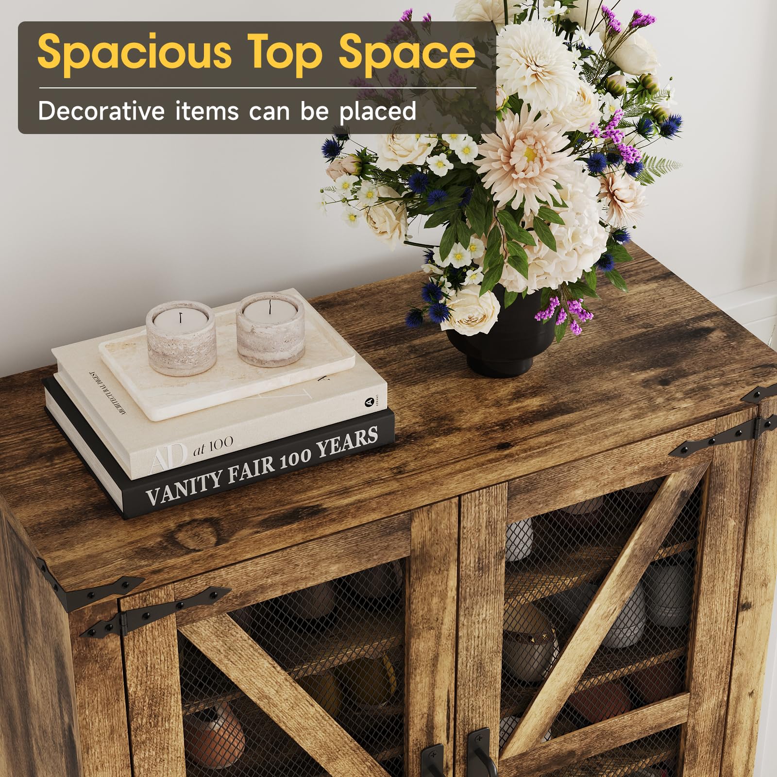 Maupvit 6-Tier Farmhouse Shoe Cabinet with Doors - Adjustable Shelves & Sturdy Metal Legs, Rustic Entryway Storage Organizer for Hallway, Closet & Living Room | Perfect for Small Spaces & Home Organization