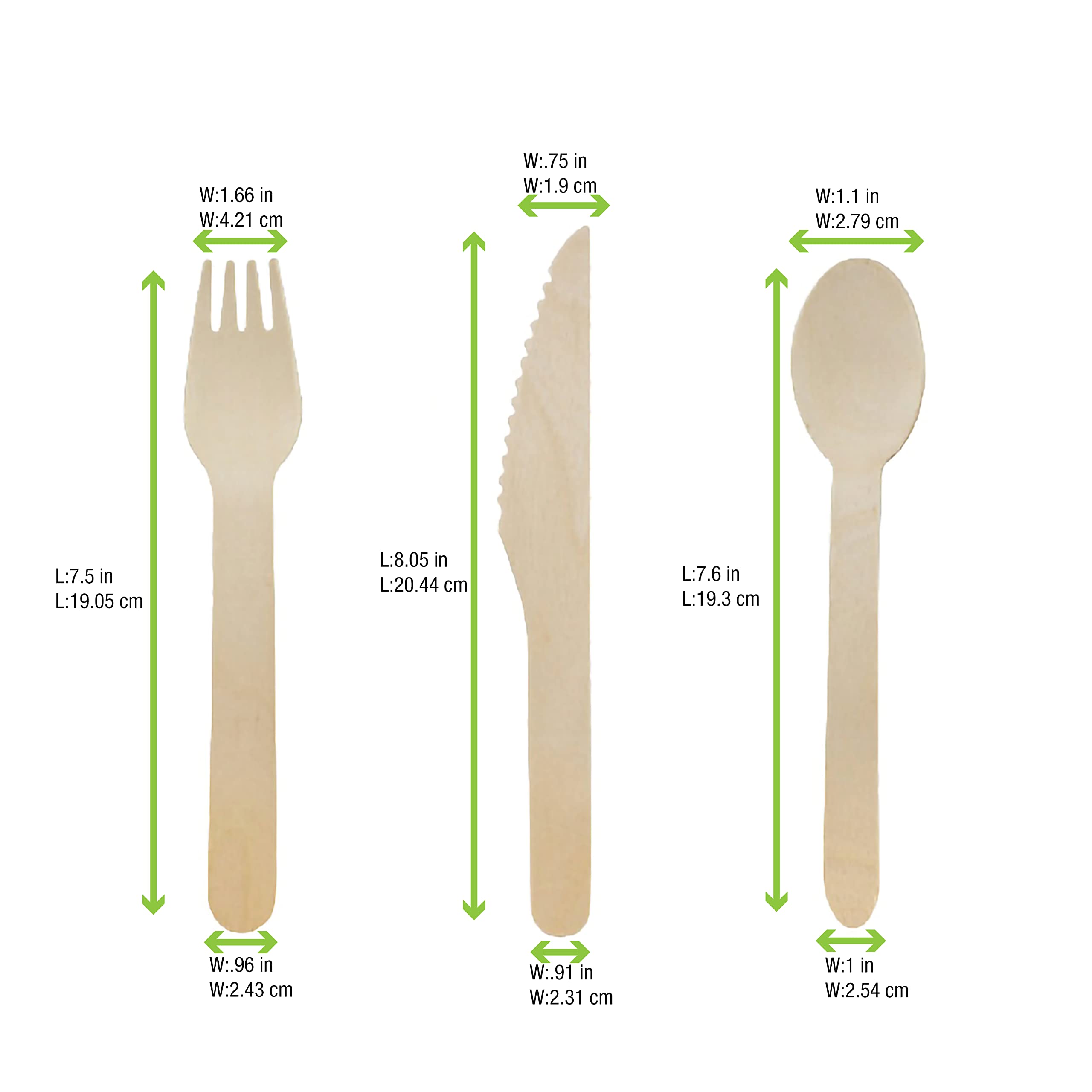 Eco-Friendly Wooden Cutlery Set - 250 pcs Compostable Spoon, Fork & Knife Utensils for Travel, Picnics & Parties | PackNwood Natural Wood Silverware (6.5