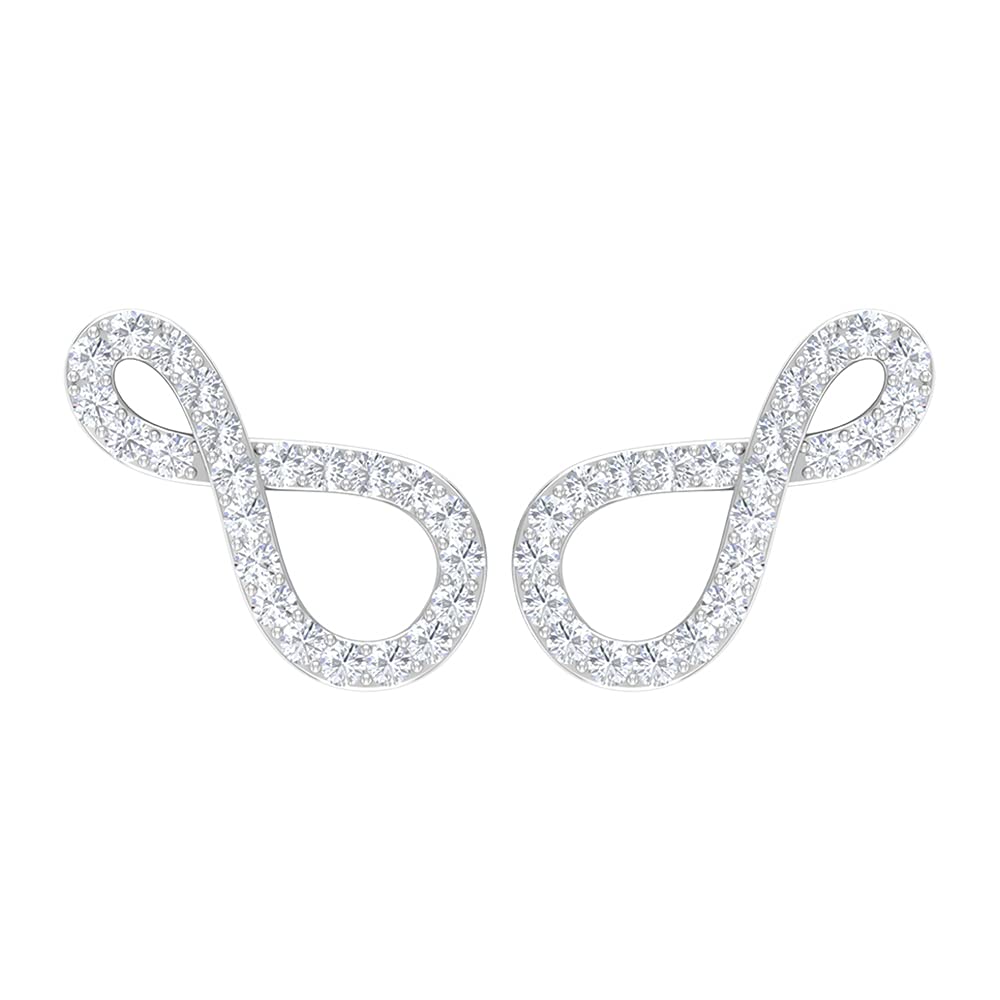 0.25 CT Dainty Diamond Stud Earrings for Women - 14K Solid Gold Infinity Pave Set Stud Earrings | Perfect for Everyday Wear, Gift Giving & Special Occasions