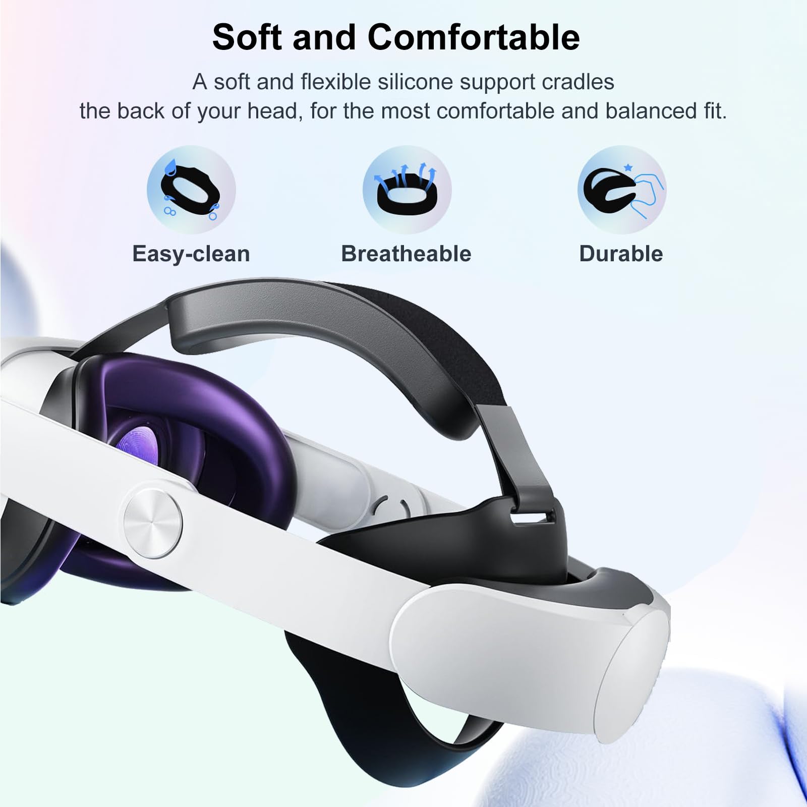 KYYOKE Adjustable Comfortable Elite Strap for Oculus Quest 3 & Meta Quest 3 Accessories - Lightweight VR Headset Replacement Headband with Enhanced Stability - Perfect for Gaming, Virtual Reality Experiences & Extended Play Sessions