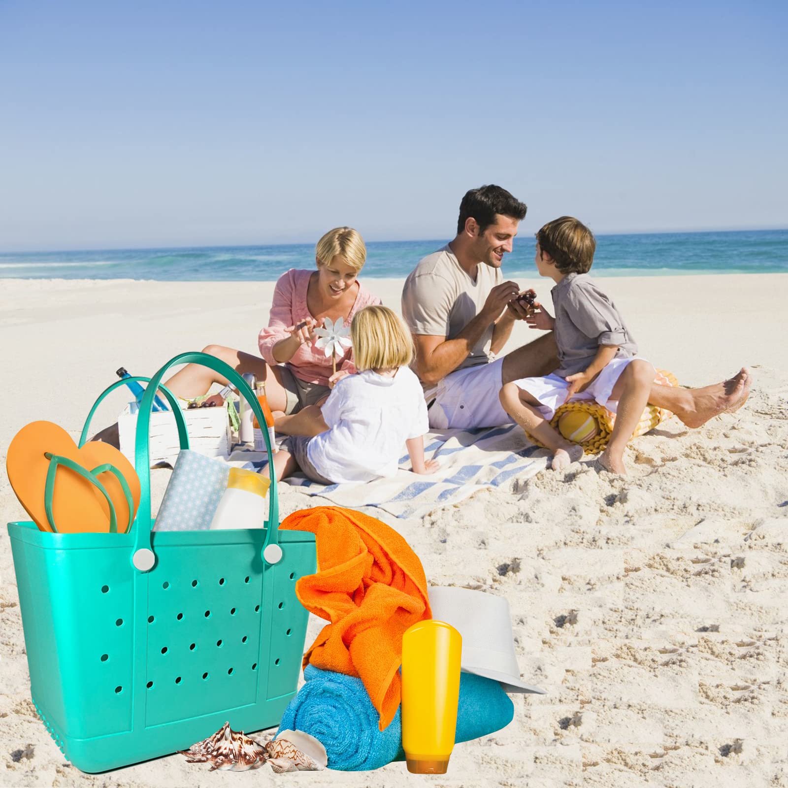 Large Waterproof Beach Tote Bag for Women - Durable Rubber Croc Style Pool Bag, Washable Open Top Carryall for Beach, Swimming, Yoga & Travel | Perfect for Vacation, Gym & Outdoor Activities
