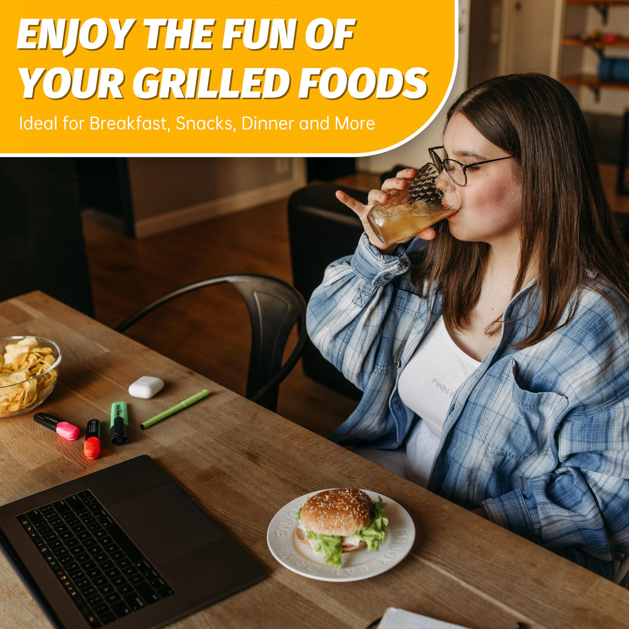 Double Mini Electric Grill - Sandwich & Burger Maker for Breakfast & Lunch
