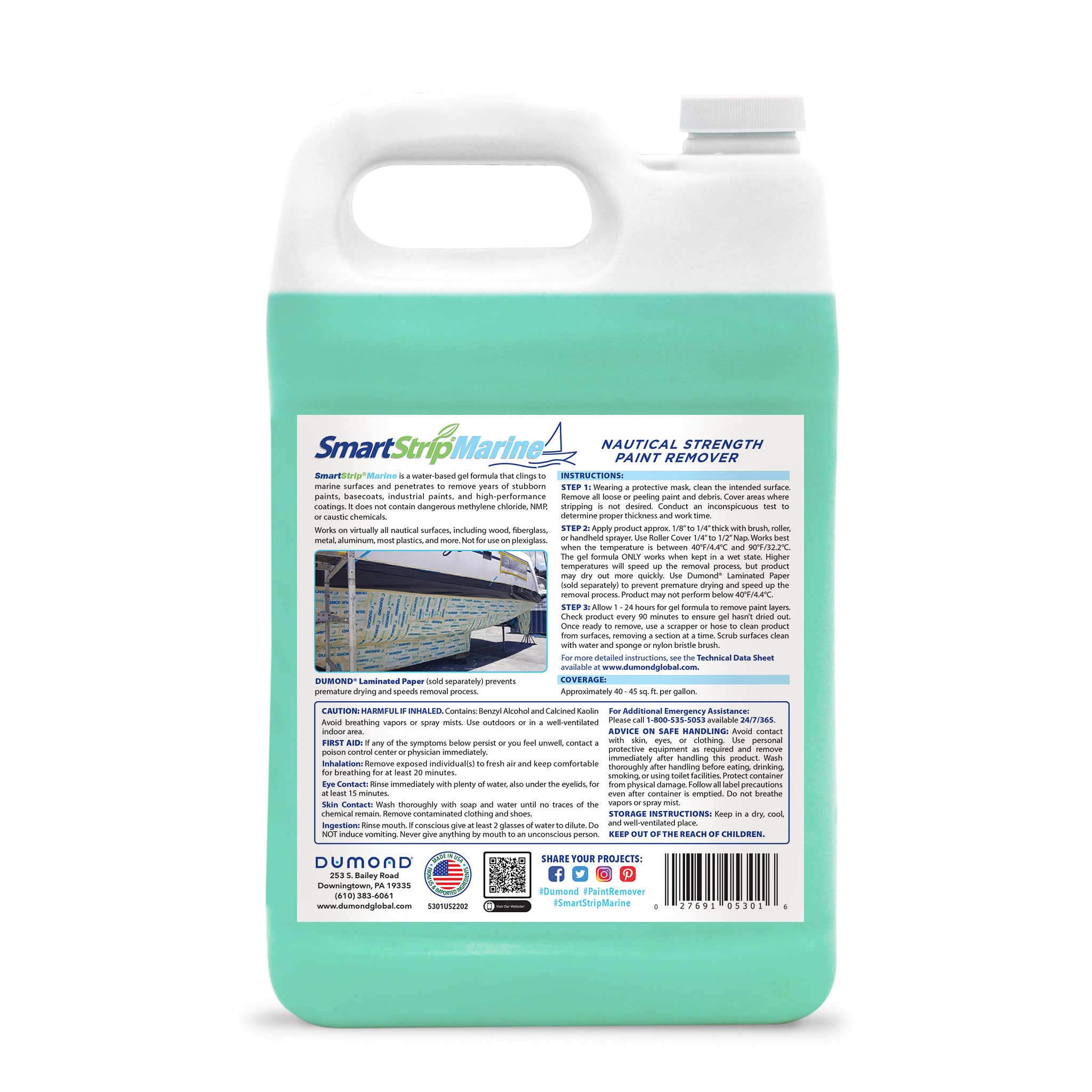 **Dumond Smart Strip Marine Paint Remover – 1 Gallon | Safe for Wood, Fiberglass, Metal & Aluminum Boats | Removes Up to 15 Layers of Polyurethane & Acrylic Coatings | Indoor & Outdoor Use | Perfect for Boat Restoration & Maintenance**