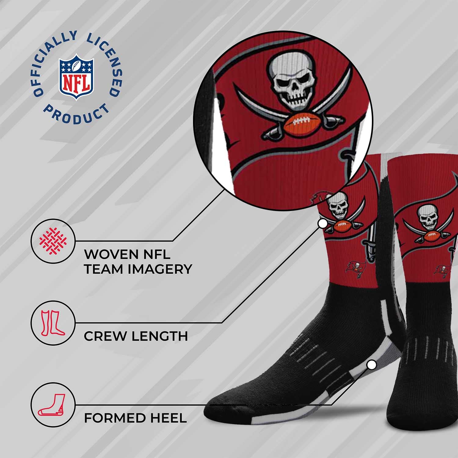 NFL Team Logo Adult Crew Socks for Men - Machine Washable Football Socks for Warm & Cold Weather - Comfortable Game Day Apparel - Perfect for NFL Fans, Sports Enthusiasts and Casual Wear