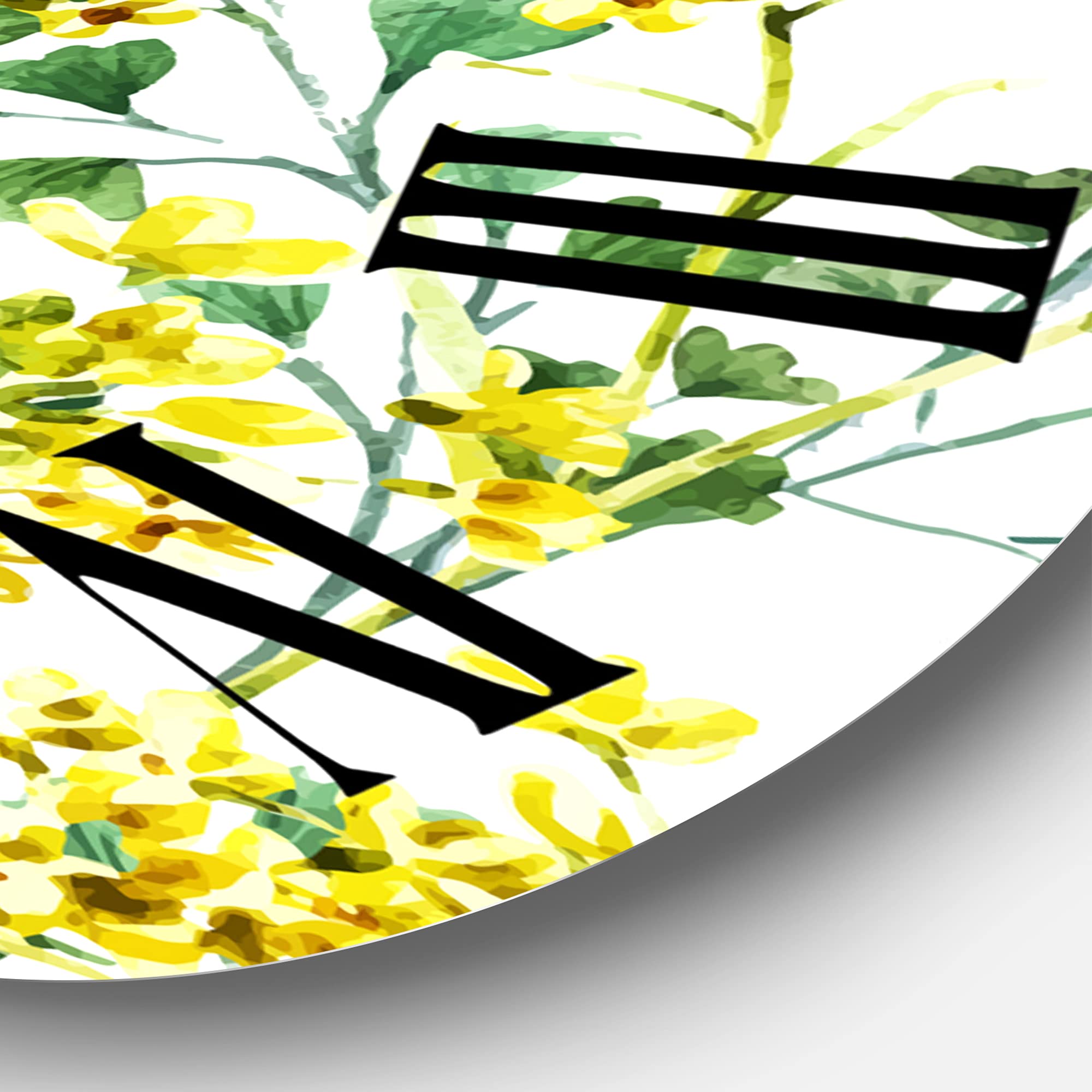 Vibrant Yellow Summer Wildflowers Wall Clock - Large Traditional Floral Botanical Wall Decor for Bedroom, Living Room & Office | Perfect Home Decor Gift