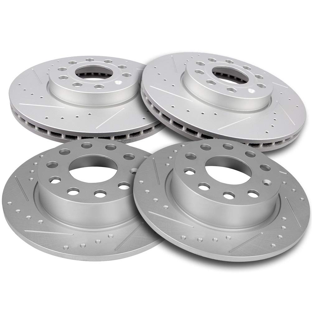 OCPTY Front & Rear Brake Rotors Kit - Compatible with Audi A3 (2010-2012), VW Beetle (2013-2015, 2018), VW Eos (2016), VW Golf (2014-2016), VW Golf SportWagen (2015), VW Jetta (2012-2018) - High Performance Disc Brakes for Smooth Stopping & Safe Driving
