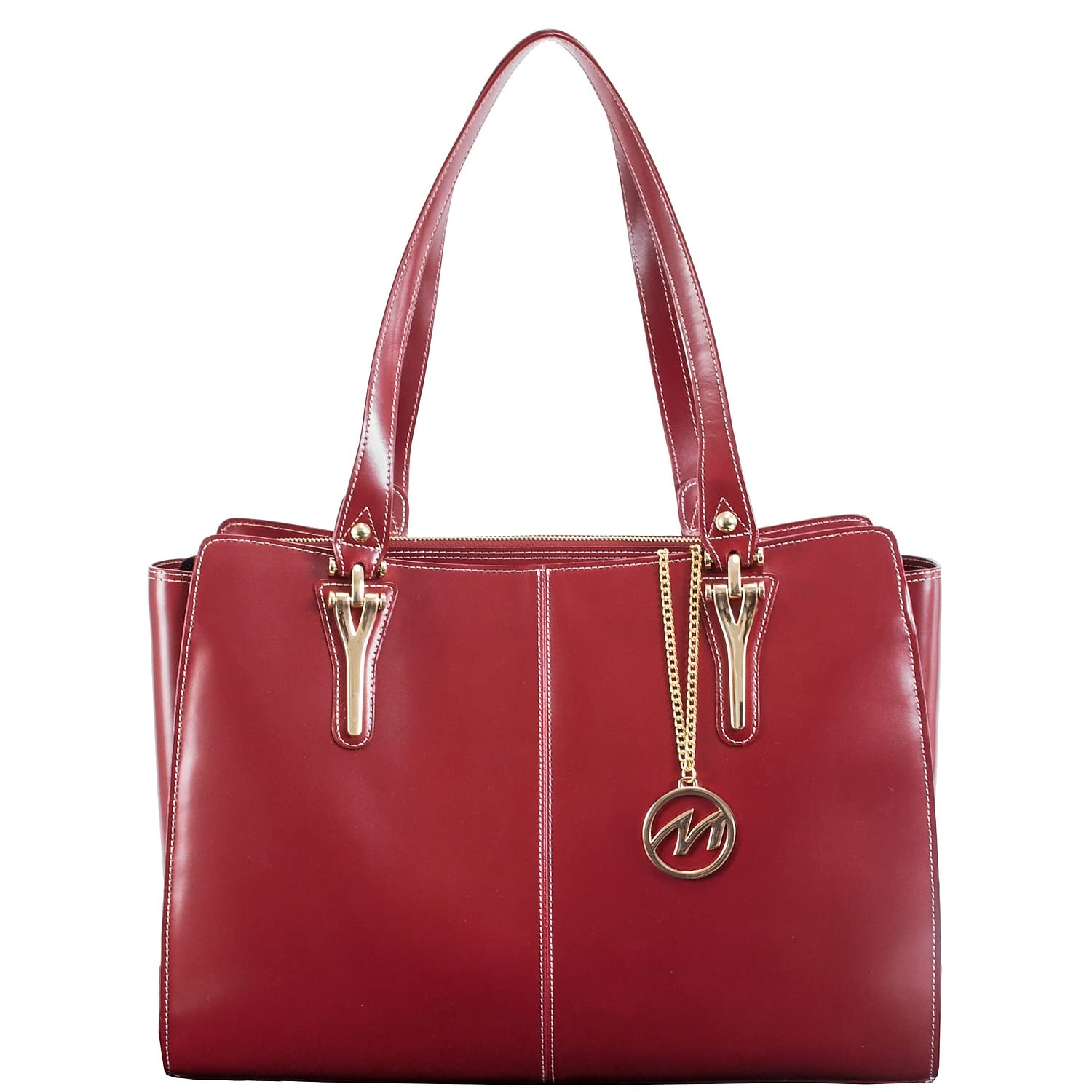 McKlein M Series GLENNA Genuine Cowhide Leather Women's Tote Bag with Tablet Pocket - Red (97556) | Perfect for Work, Travel & Everyday Use