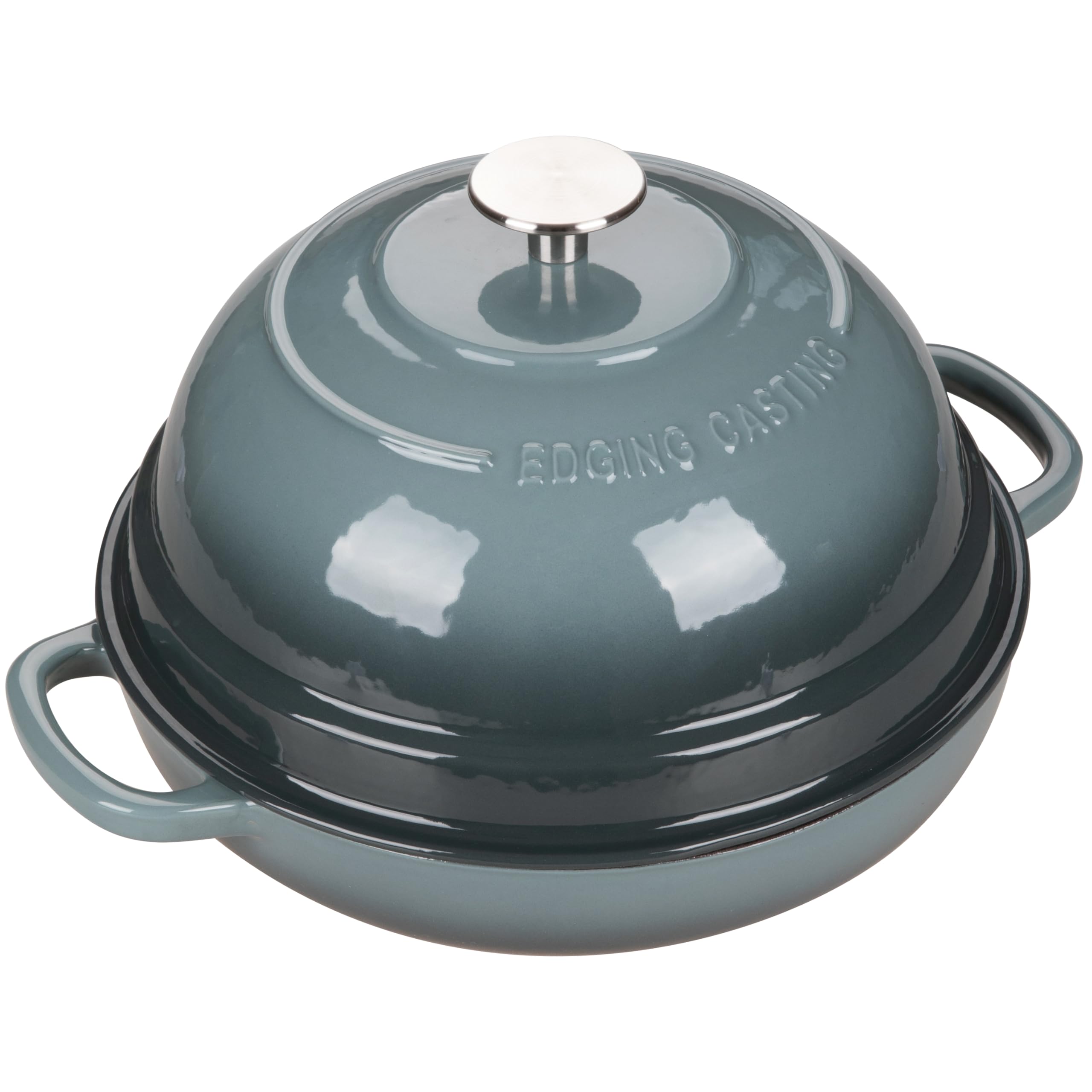 6 Quart Enameled Cast Iron Dutch Oven with Lid - Round Bread Baking Pot for Homemade Sourdough, Artisan Loaves & No-Knead Bread | Slate Blue Color | Perfect for Camping, Oven Baking & Kitchen Cooking