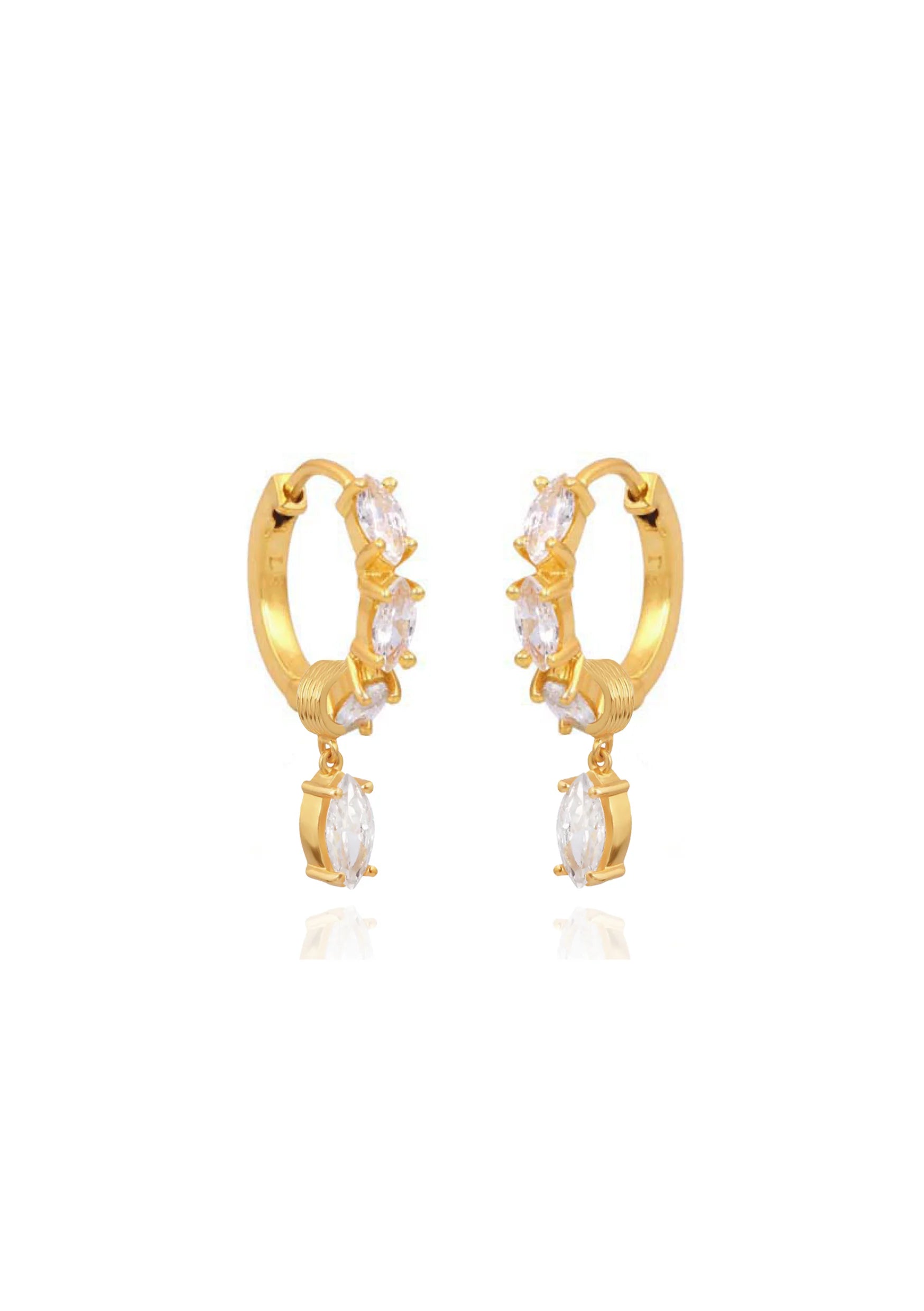 Lola Knight Bowie Crystal Huggie Earrings with Cubic Zirconia - 18K Gold Plated Hoop Earrings for Women - Perfect for Parties, Weddings & Everyday Wear
