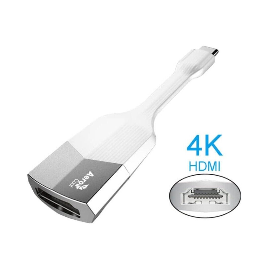 Premium AeroCool AV 027 USB C to HDMI 4K Adapter - White | High-Speed 4K@60Hz Video & Audio Transmission | Perfect for MacBook, iPad, Chromebook & Windows Laptops | Home Office & Entertainment Setup