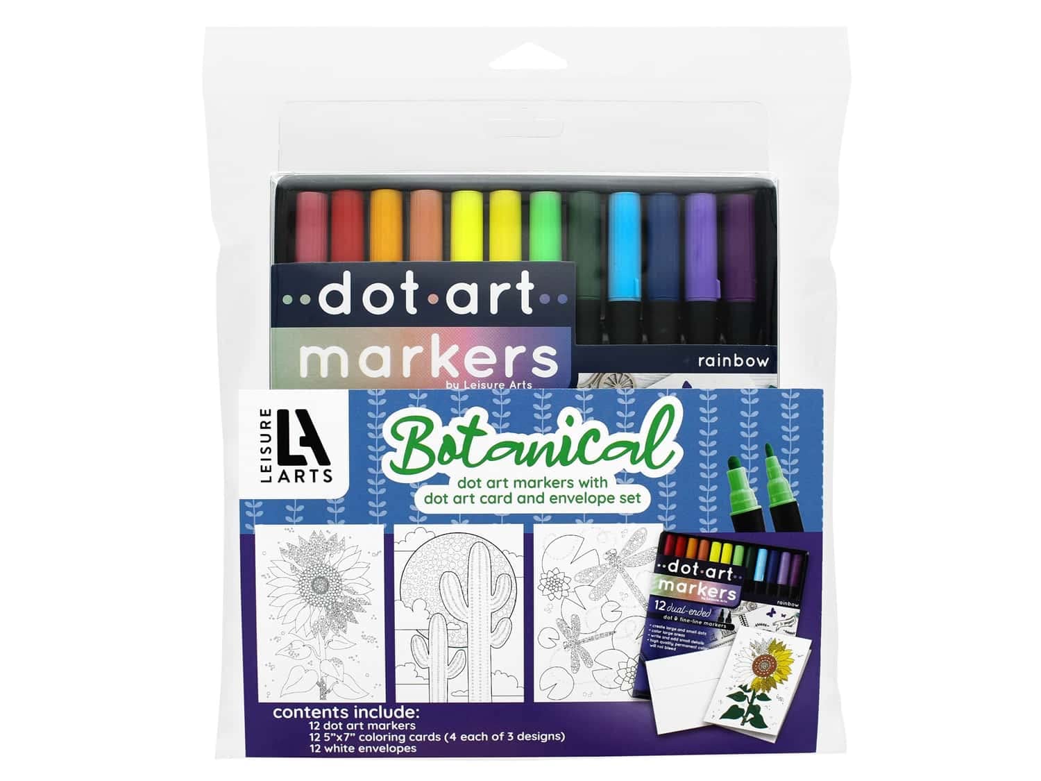 Botanical Dot Art Card & Envelope Set with Markers - 24Pc 5